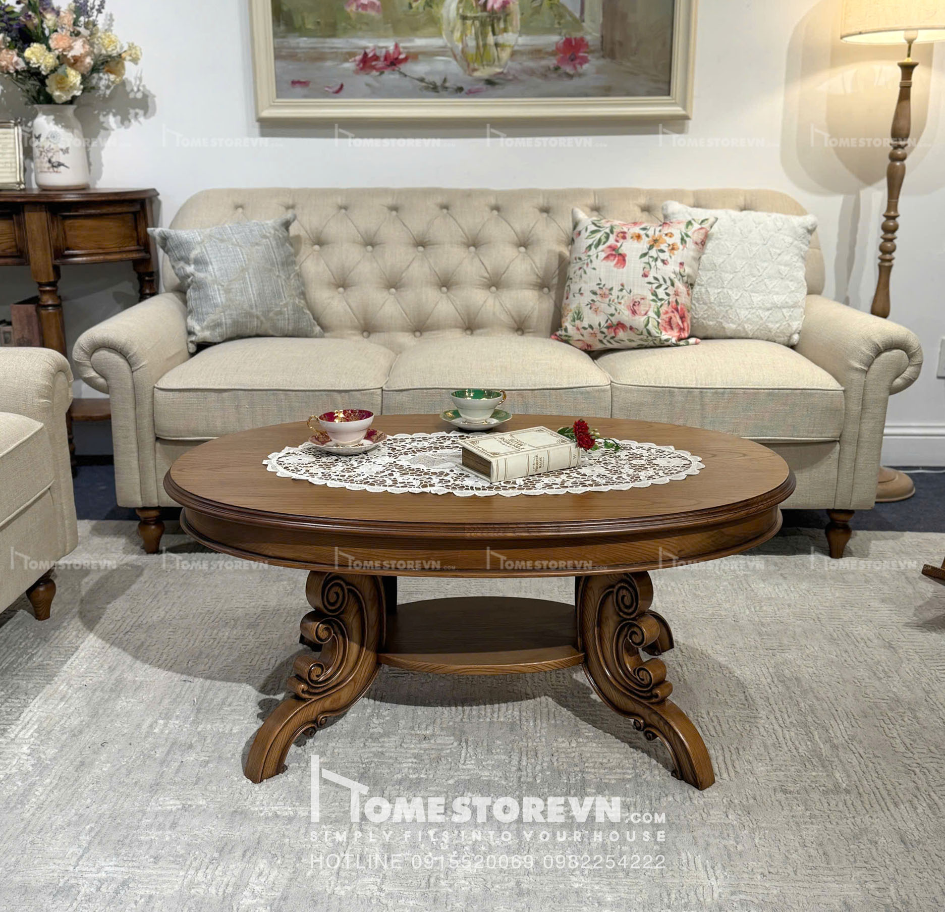 Bàn trà Elip vintage 01 - BTR1N