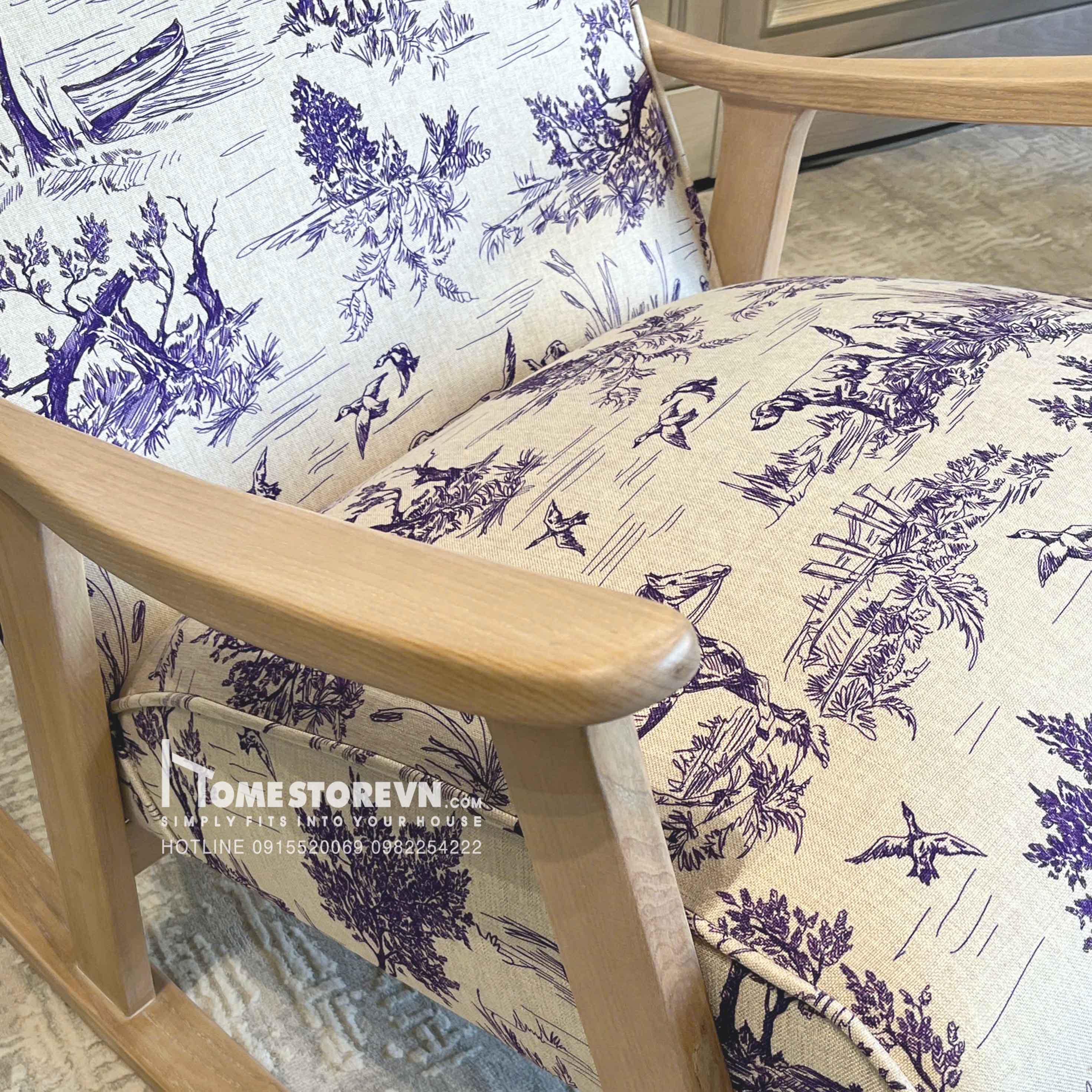 Ghế đệm liền vải đồng quê nâu - BB7