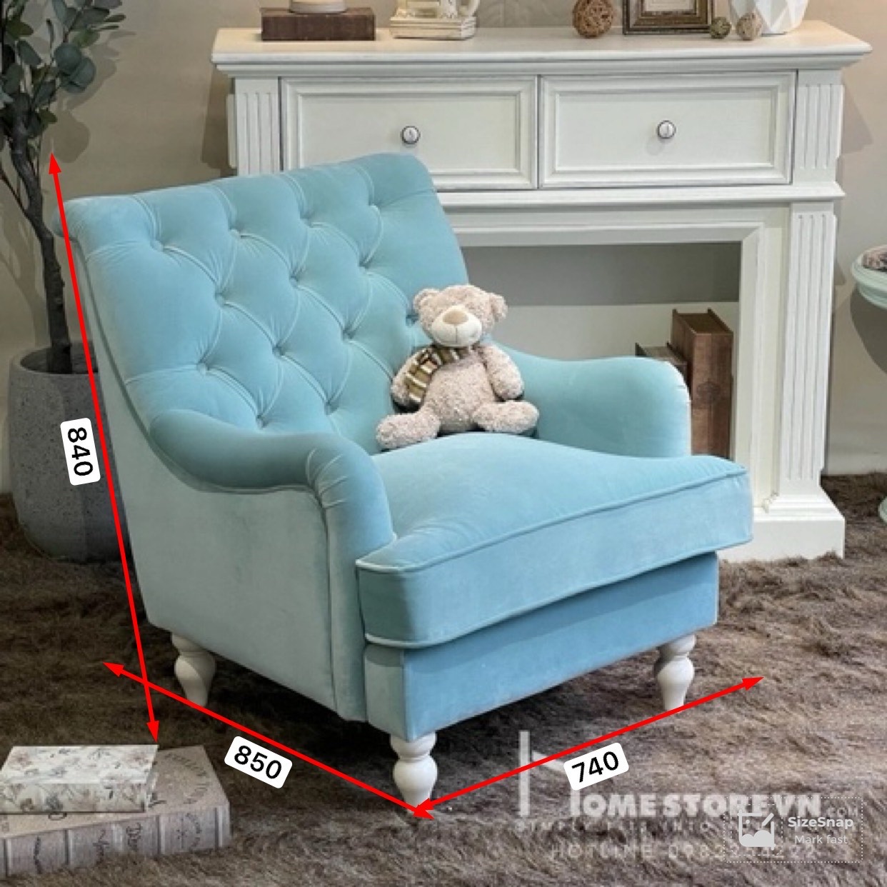 Sofa đơn tay lượn lưng nút