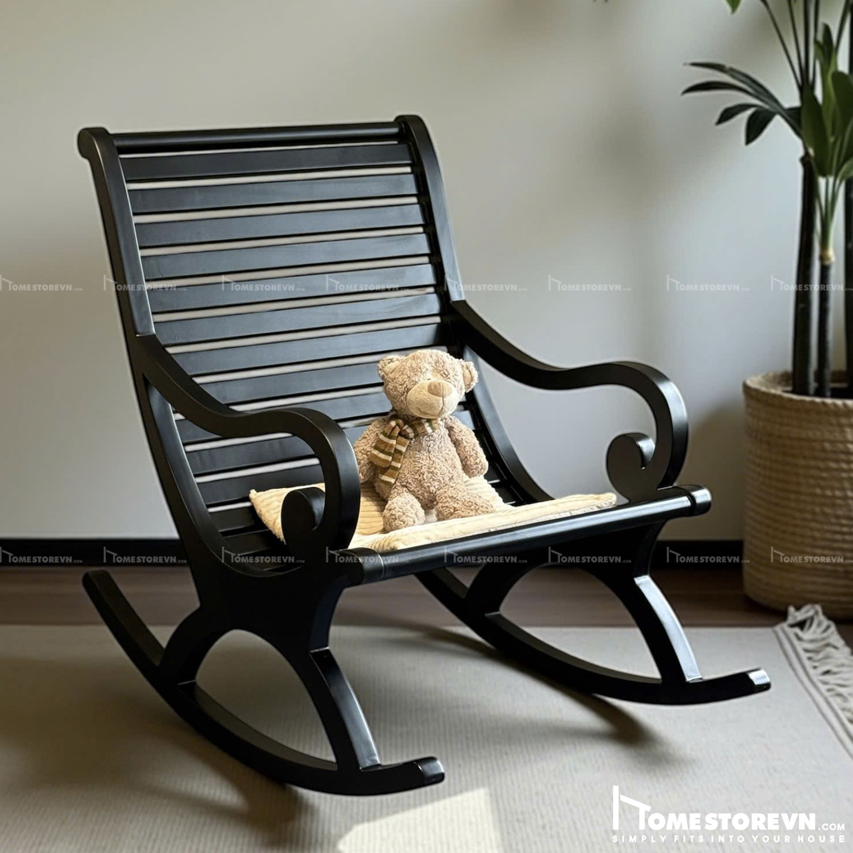 Ghế bập bênh đệm rời đen - BB15