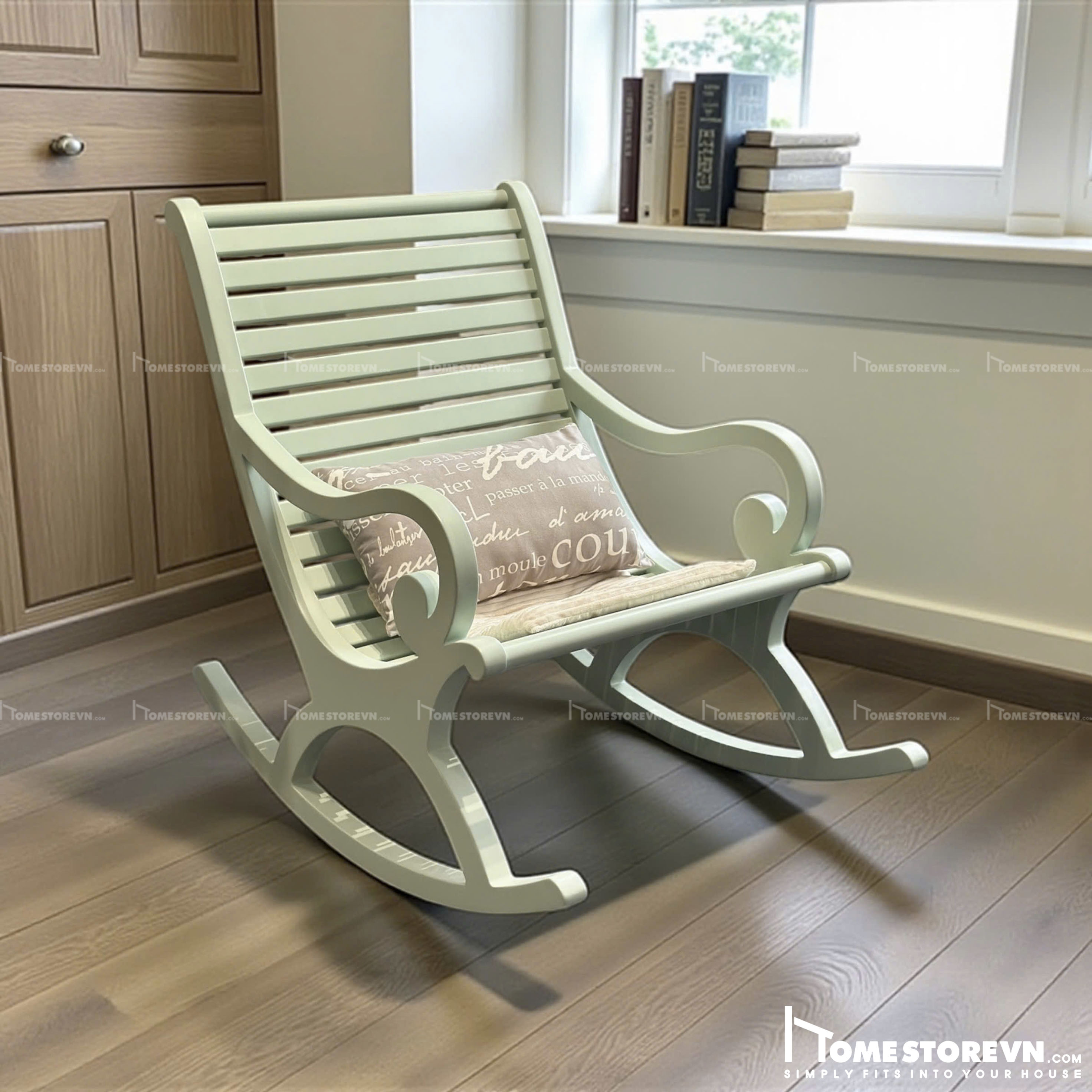 Ghế bập bênh đệm rời xanh- BB15