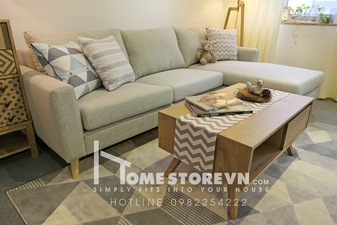 Sofa góc L tay thẳng dài 2m4 