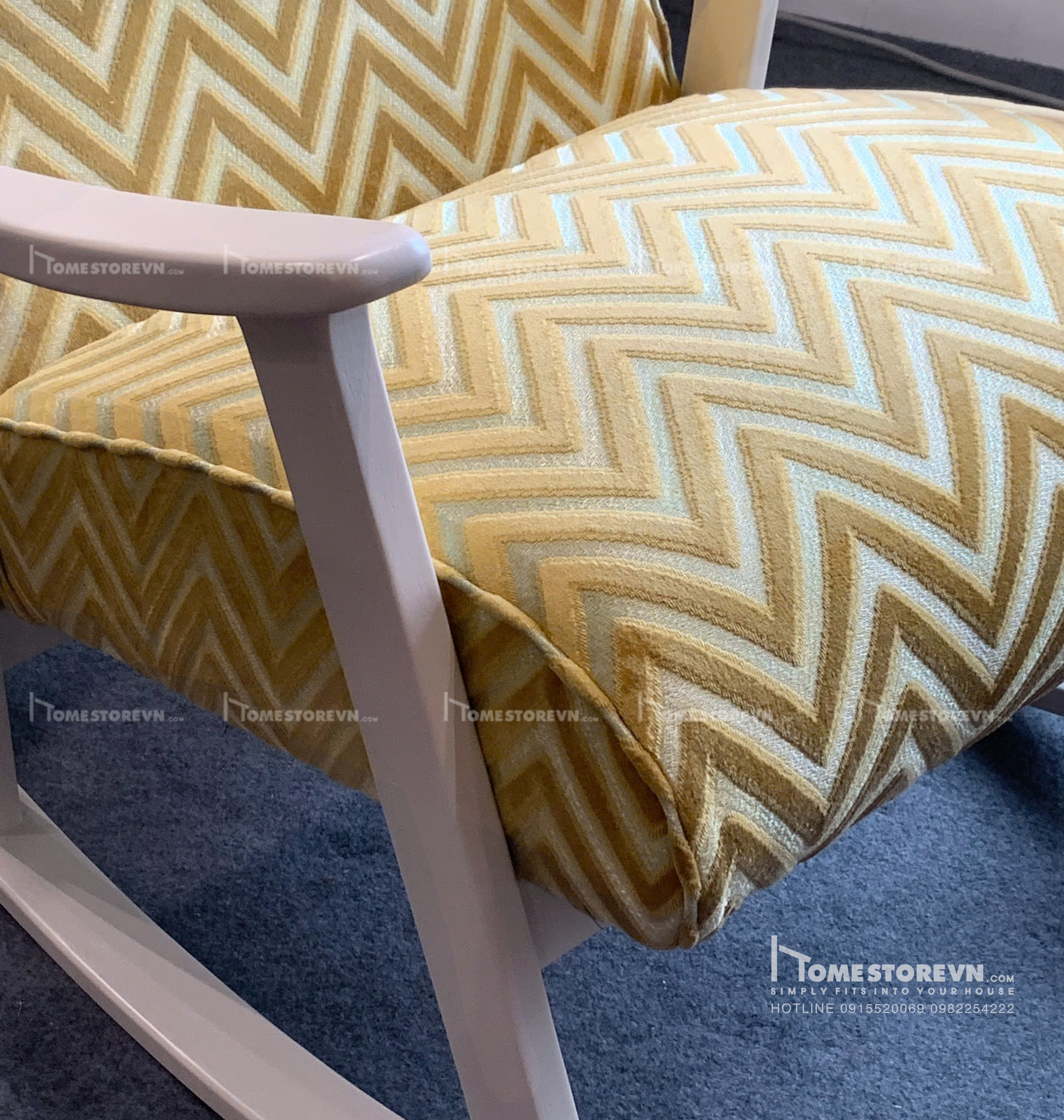 Ghế đệm liền vải 3D ziczac vàng - BB3