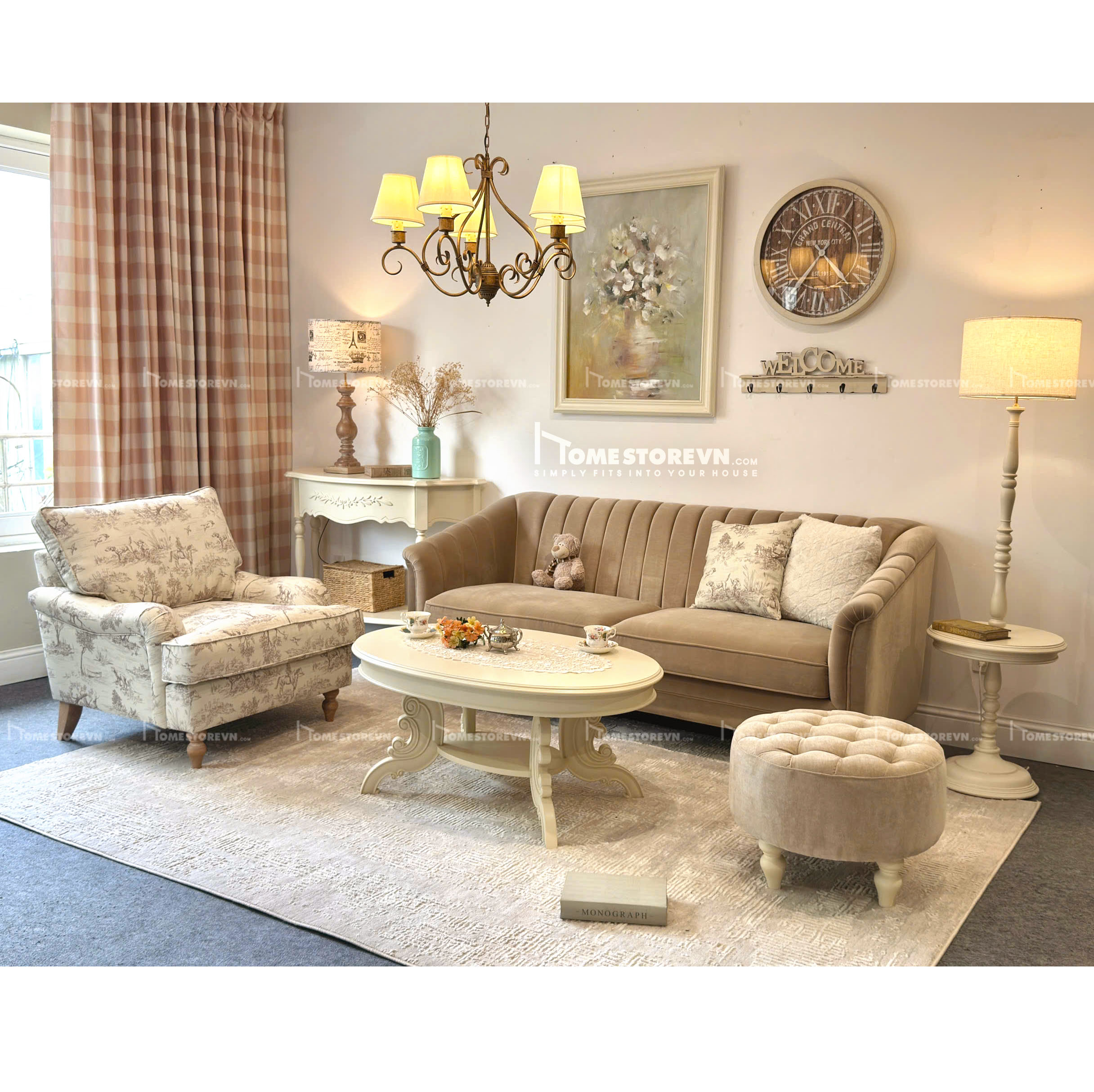 Sofa Tifany múi dọc dài 2m - SF4