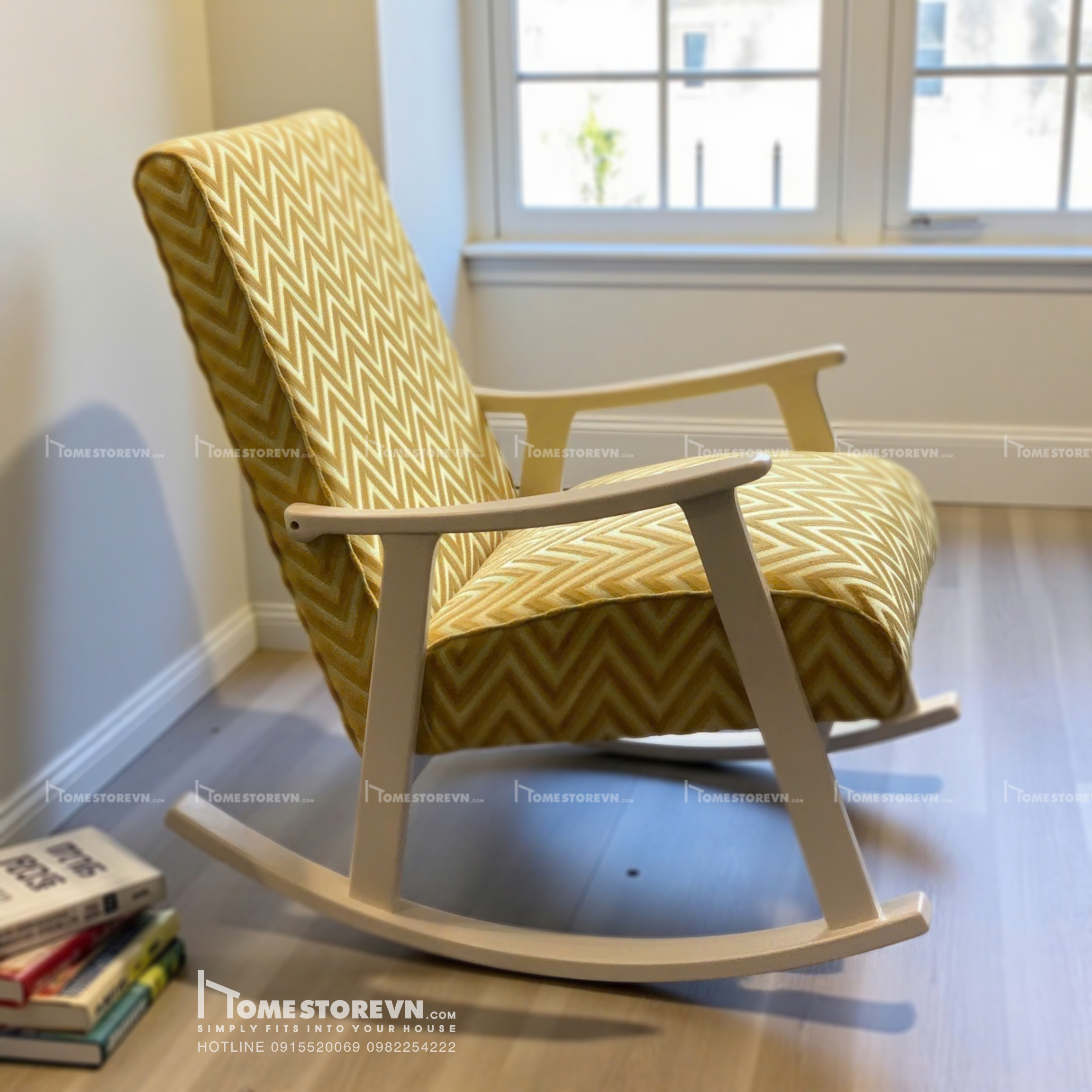 Ghế đệm liền vải 3D ziczac vàng - BB3