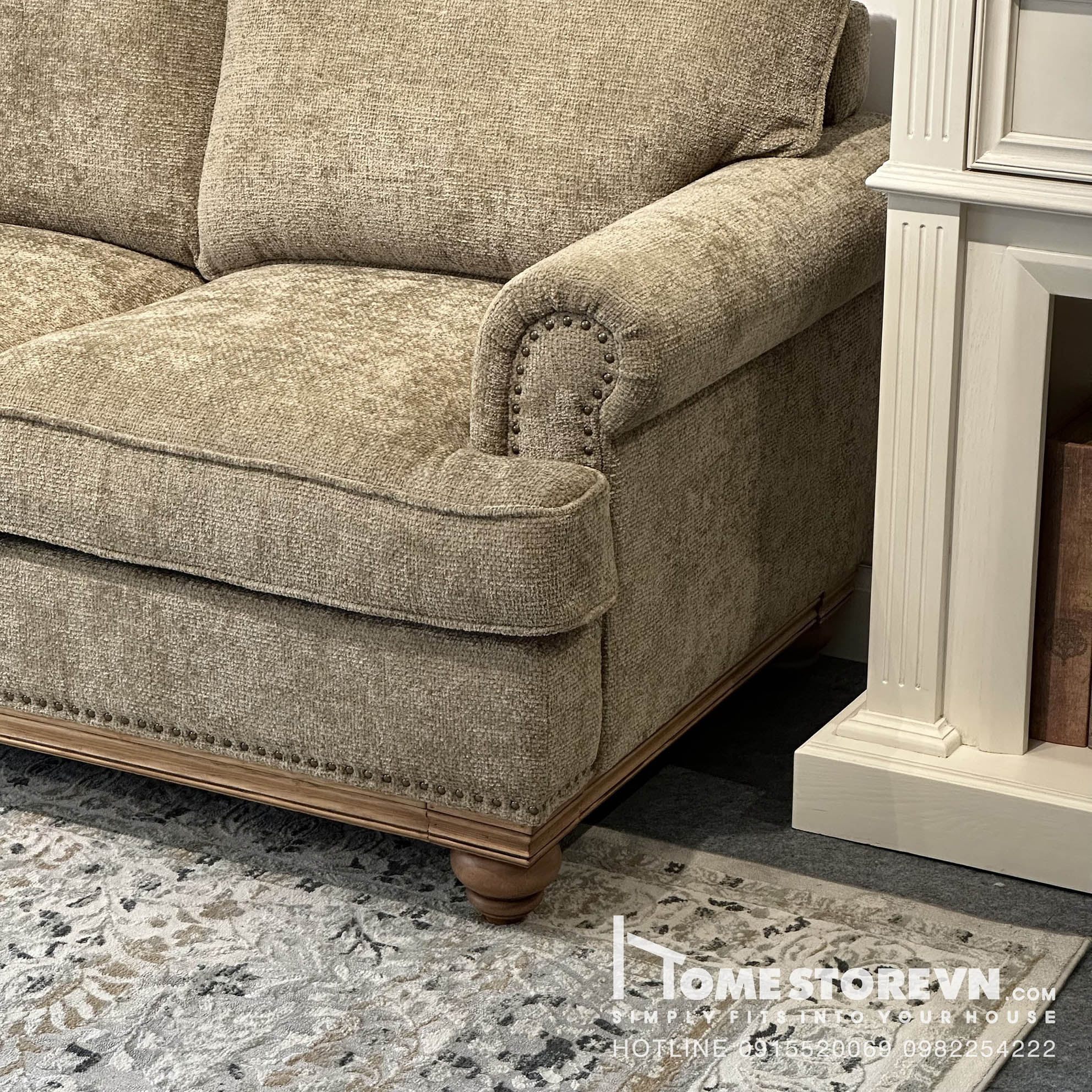 Sofa tay cuộn âm lưng kép dài 2m2 - SF24