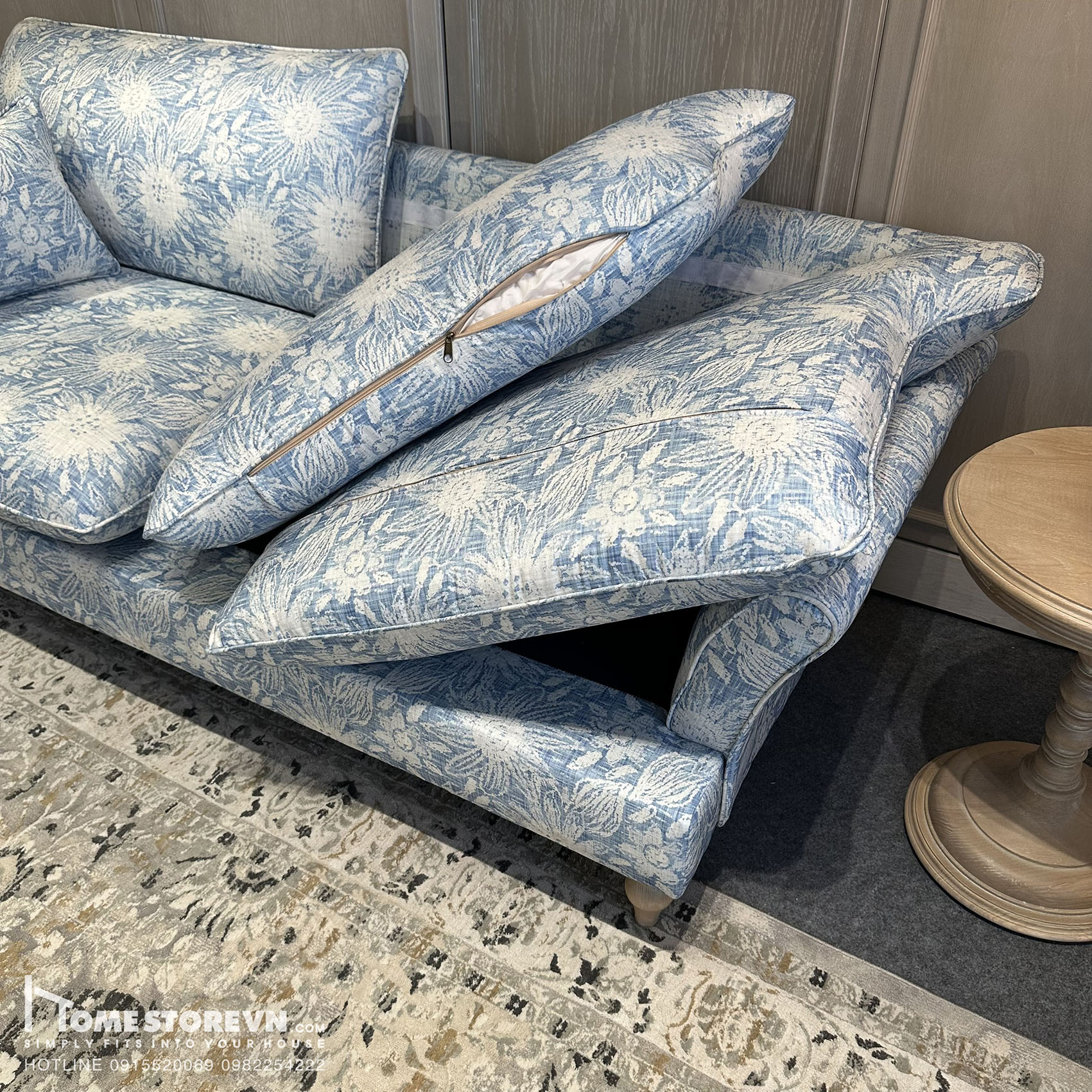 Sofa tay vát lưng kép dài 2m