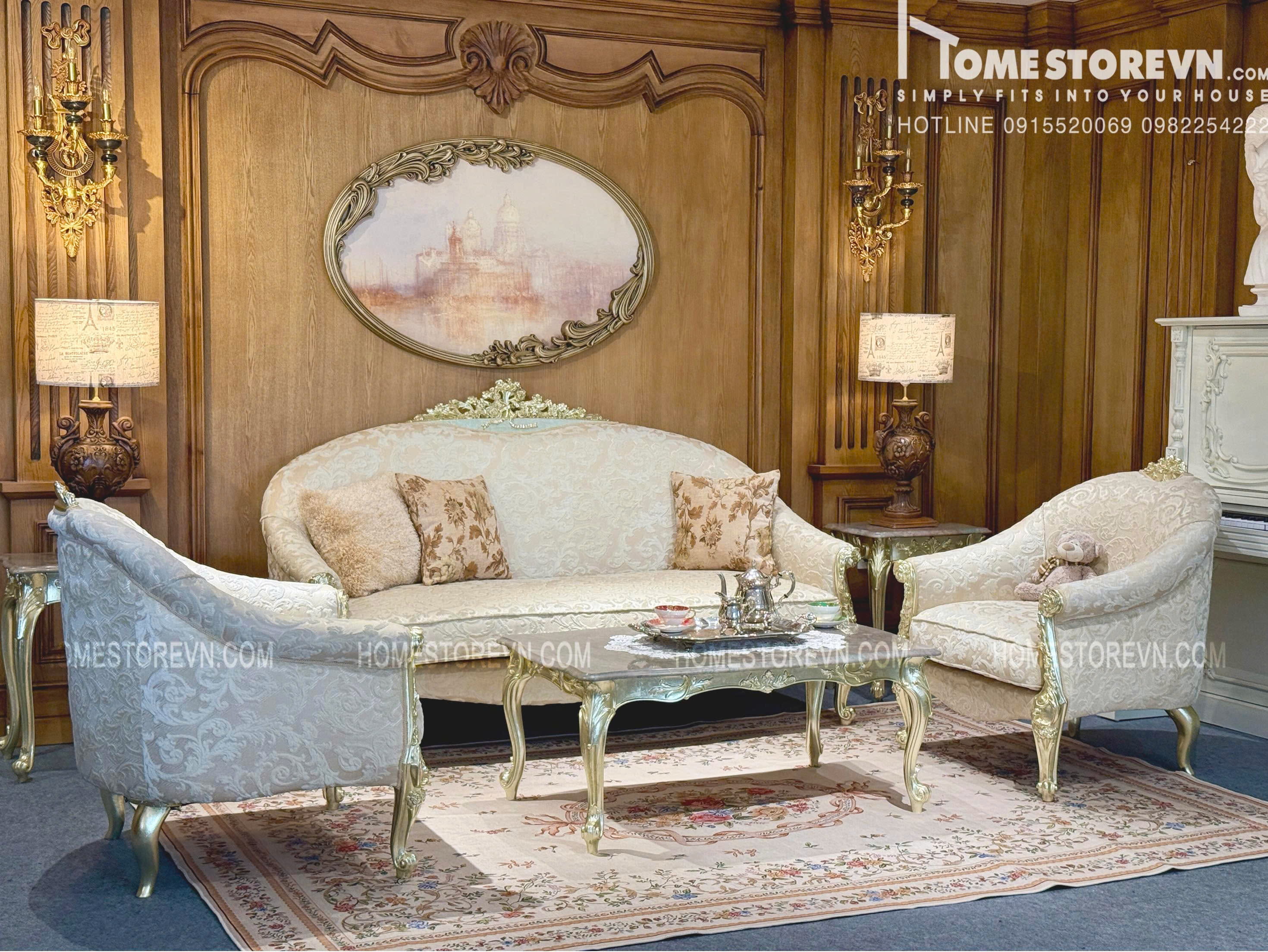 Sofa cổ điển dát vàng 2m - SF20