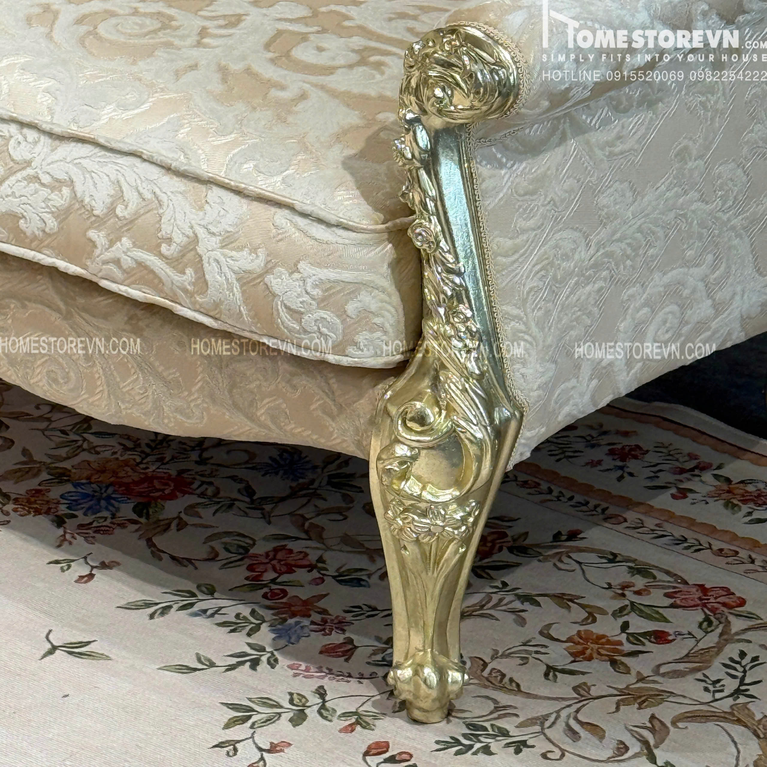 Sofa cổ điển dát vàng 2m