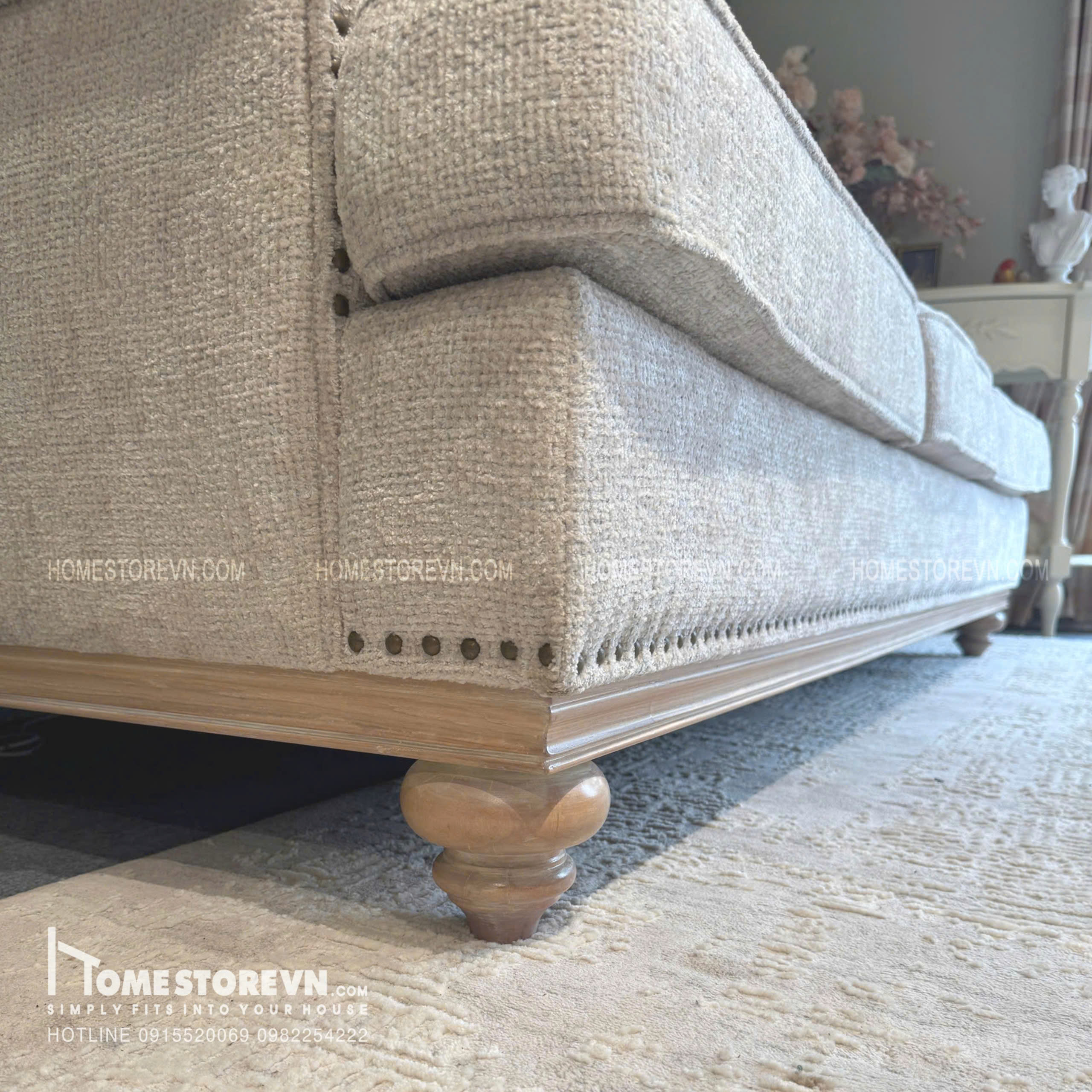 Sofa tay cuộn âm lưng kép dài 2m2