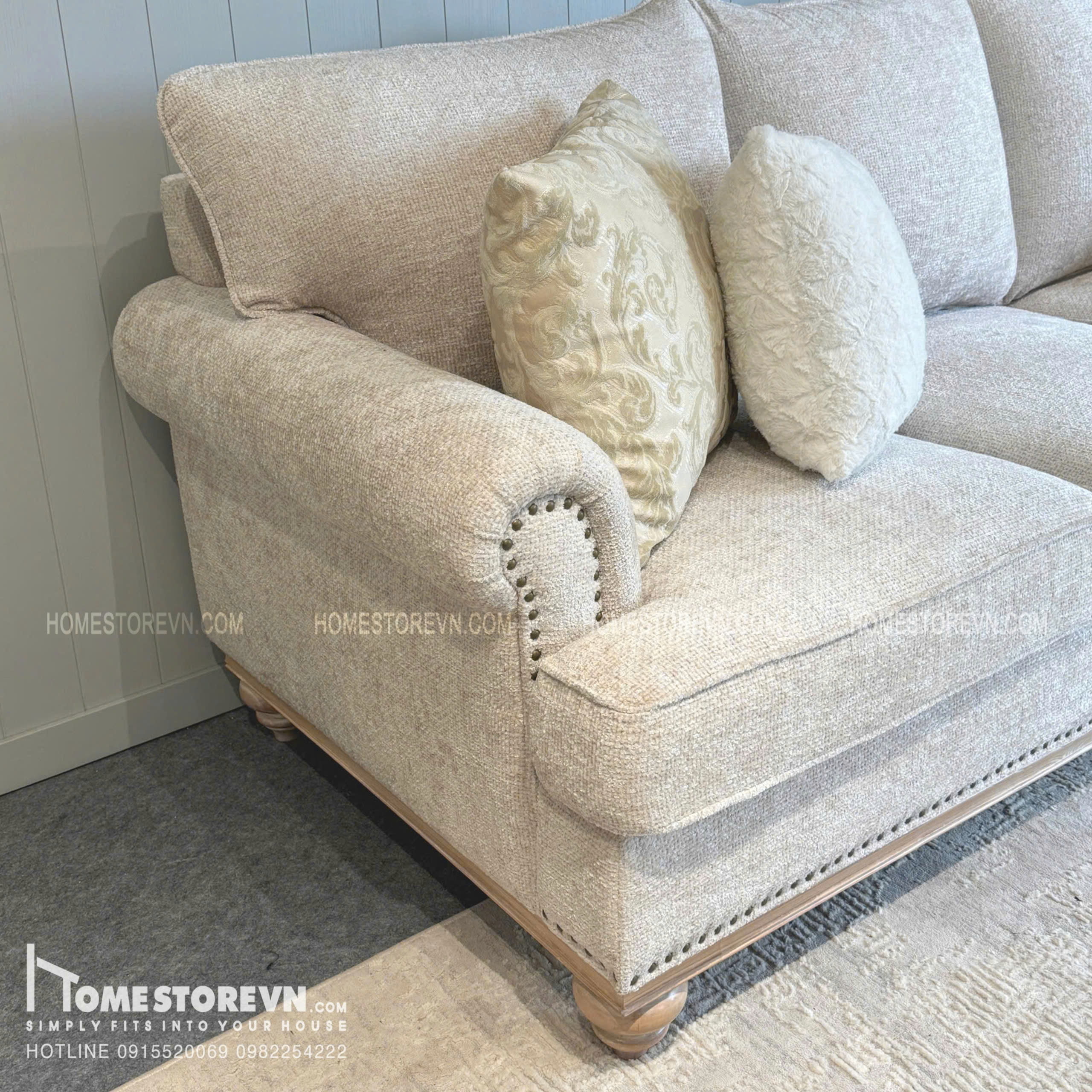 Sofa tay cuộn âm lưng kép dài 2m2 - SF24