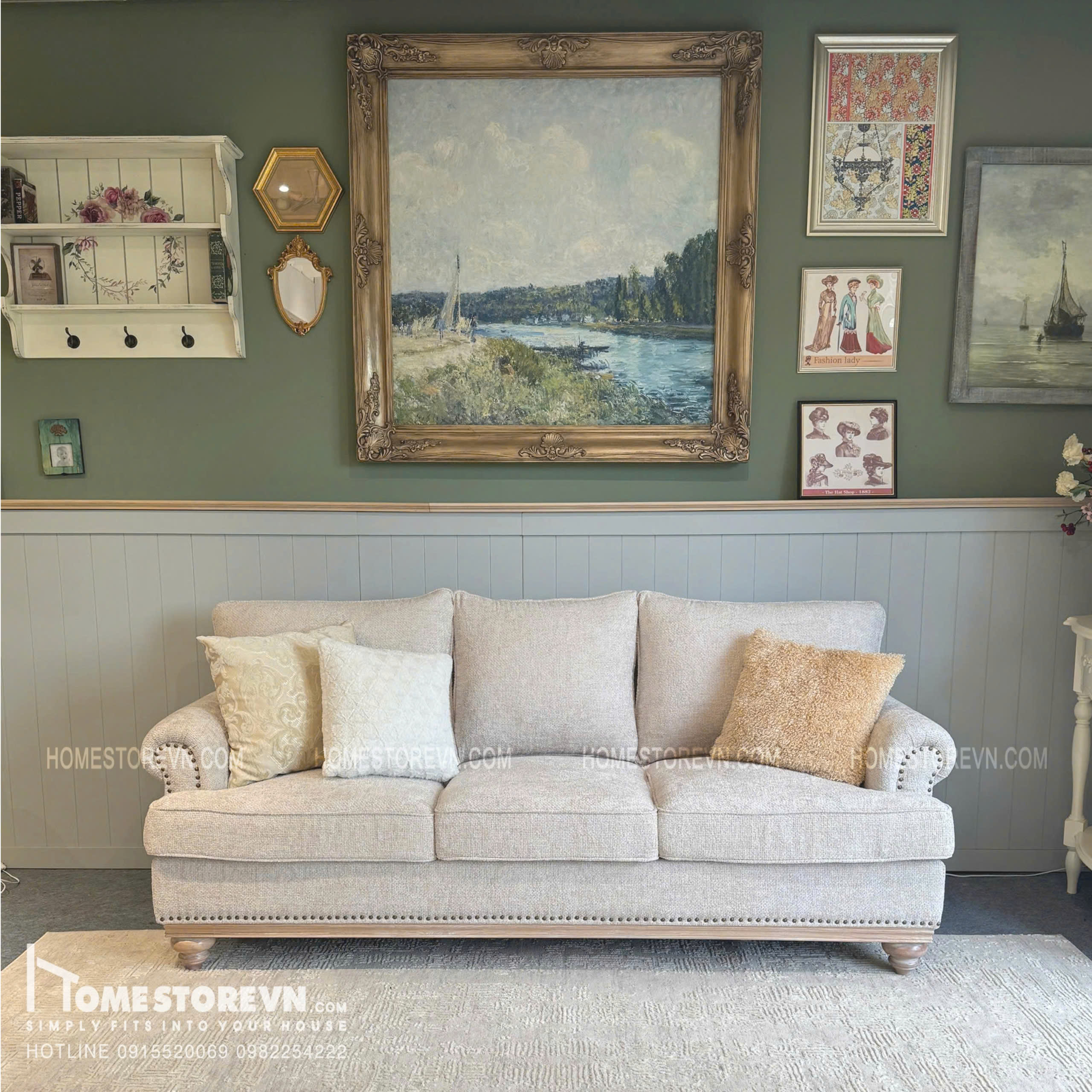 Sofa tay cuộn âm lưng kép dài 2m2