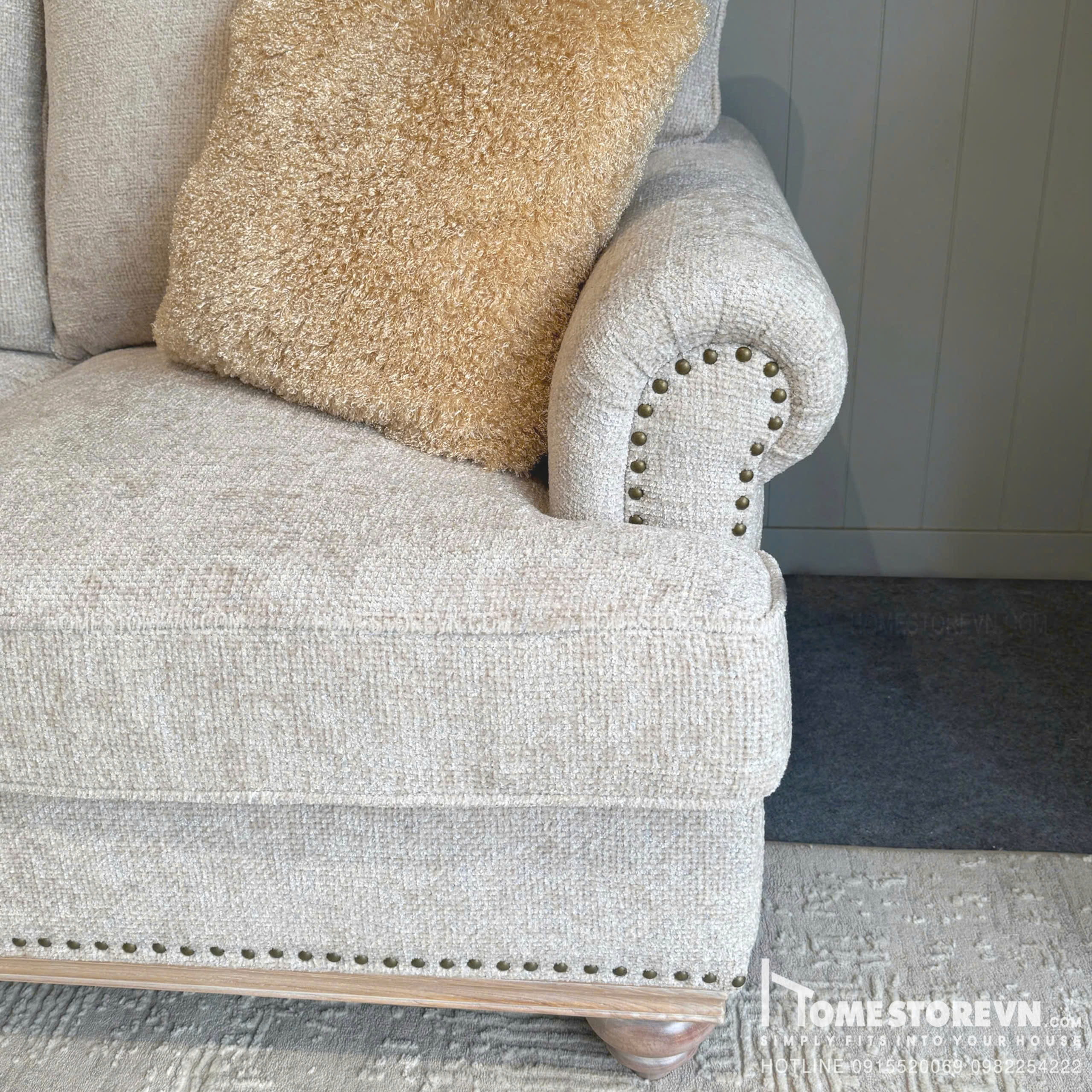 Sofa tay cuộn âm lưng kép dài 2m2