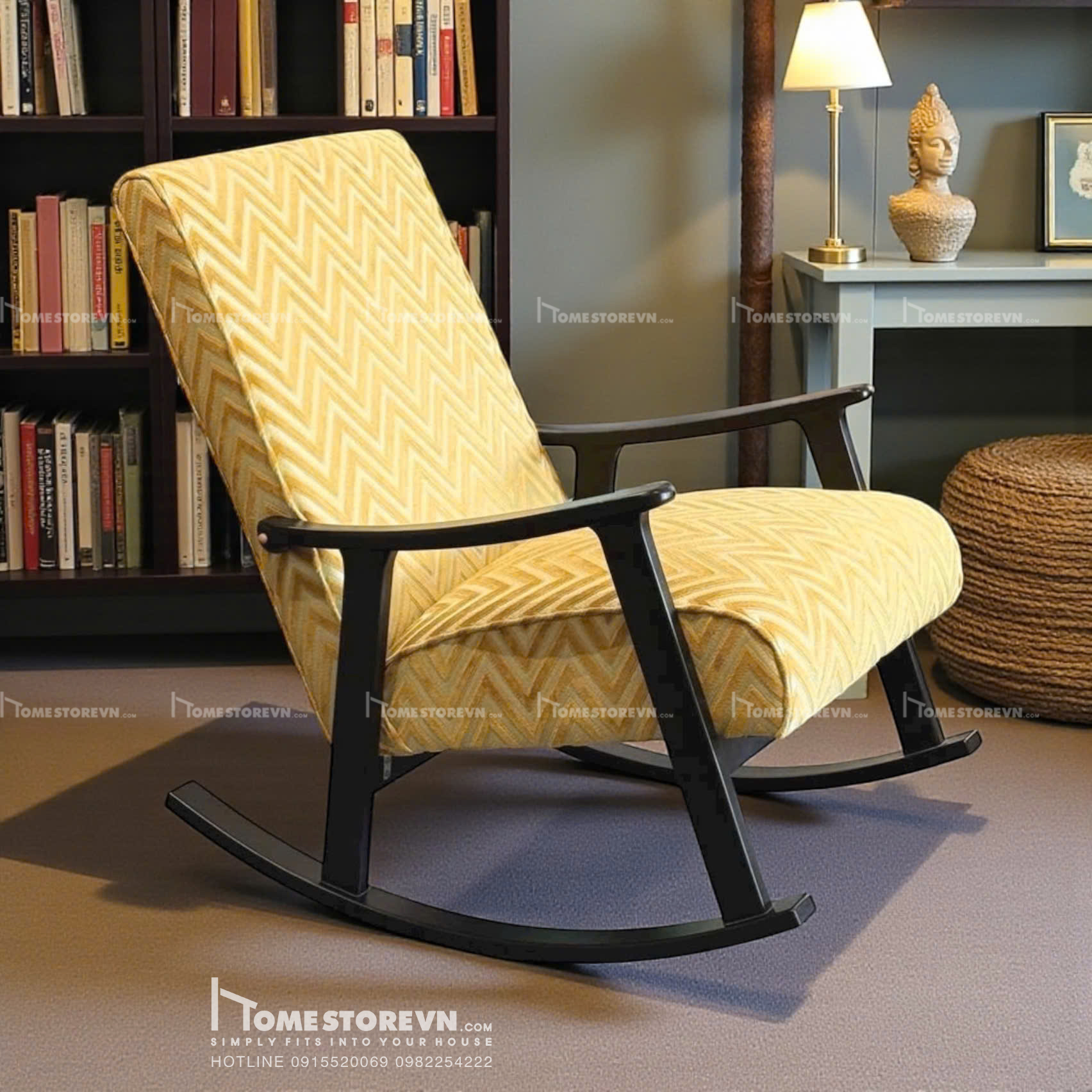 Ghế đệm liền vải 3D ziczac vàng - BB3