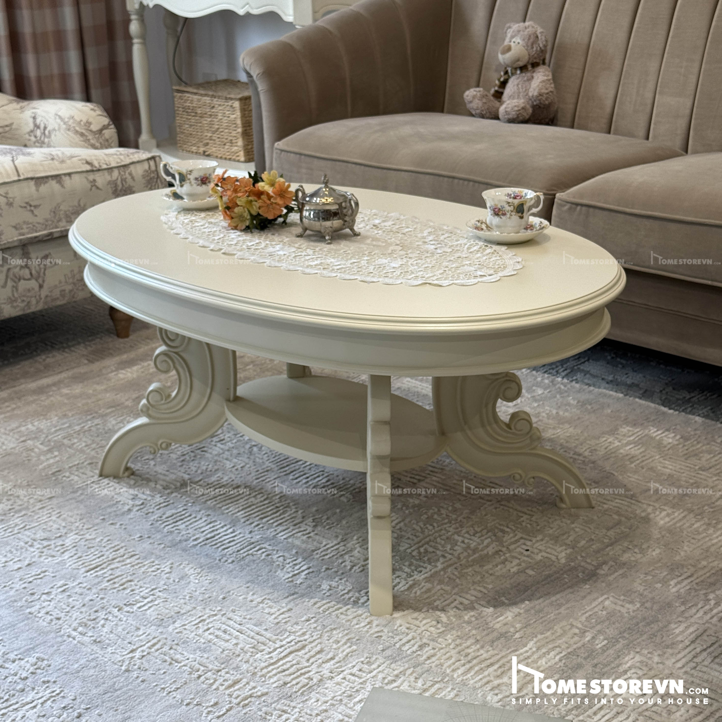 Bàn trà Elip vintage 01 - BTR1