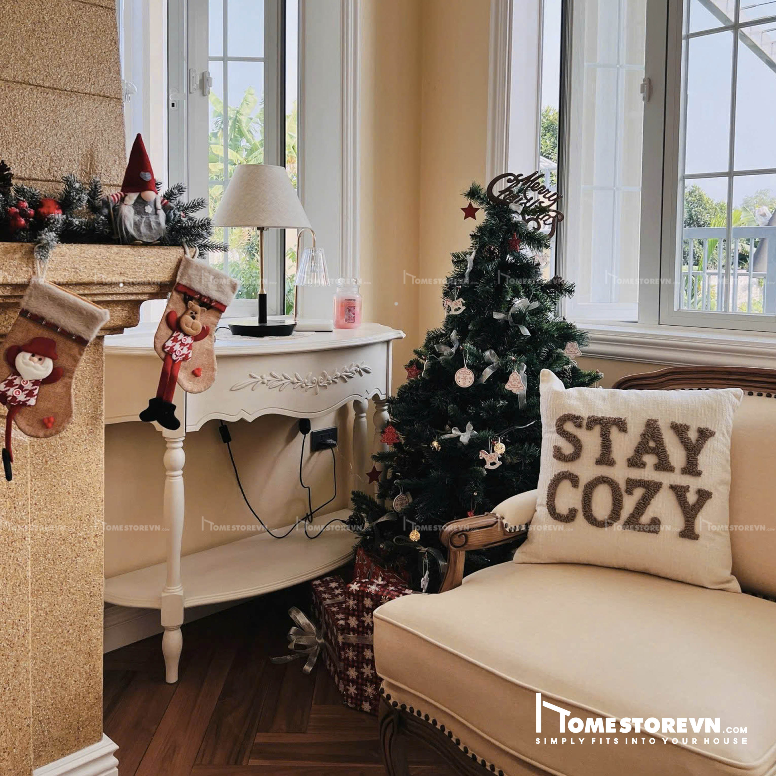 Bàn Conson Vintage Kem hoa nổi - CS2KHN