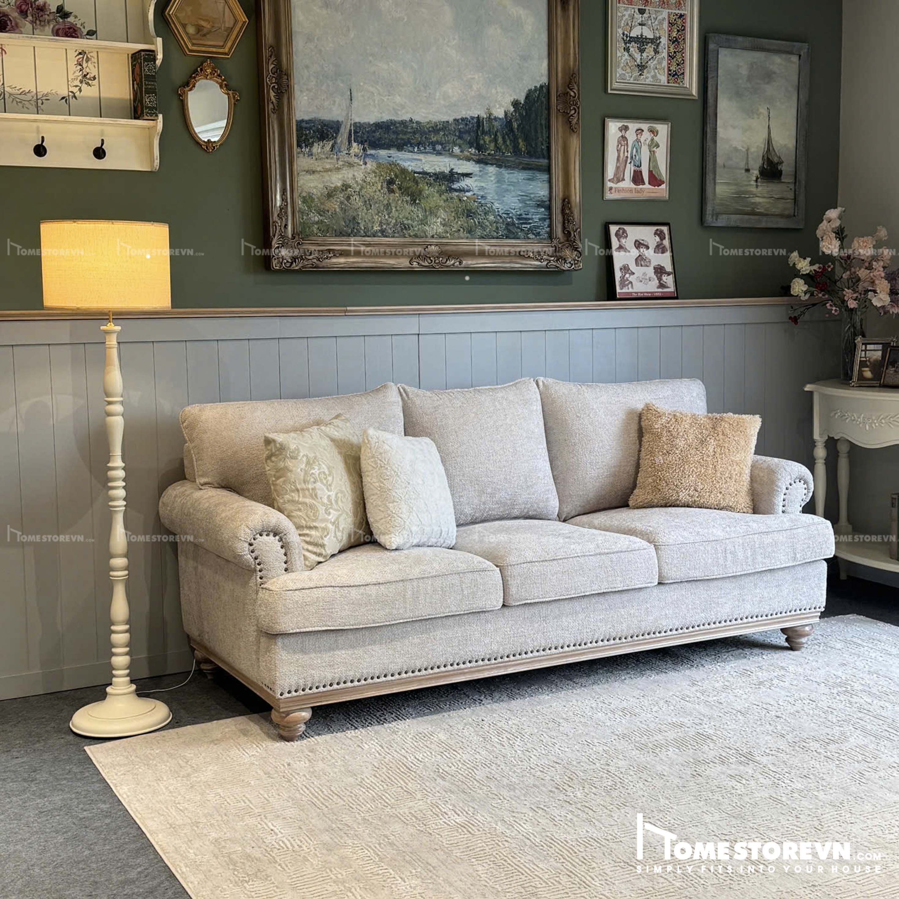 Sofa tay cuộn âm lưng kép dài 2m2 - SF24