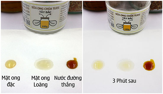 phan-biet-mat-that-bang-cach-nho-mot-giot-mat-ong-vao-giay-an
