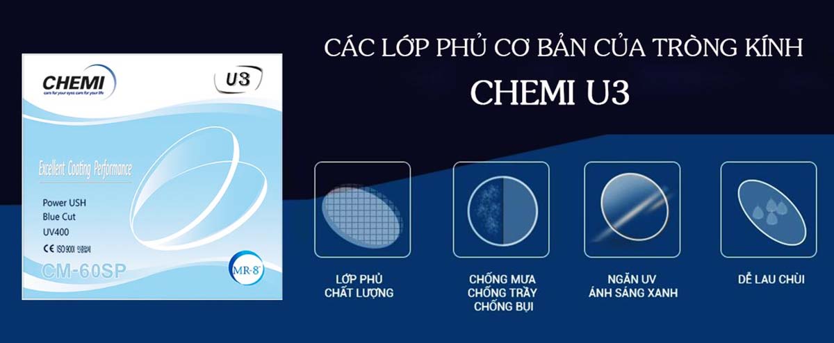 Tròng Kính Chemi U3 Coated – Bảo Vệ Tối Ưu Cho Đôi Mắt Bạn