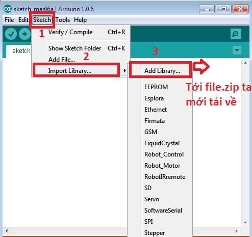cài thư viện vào arduino IDE