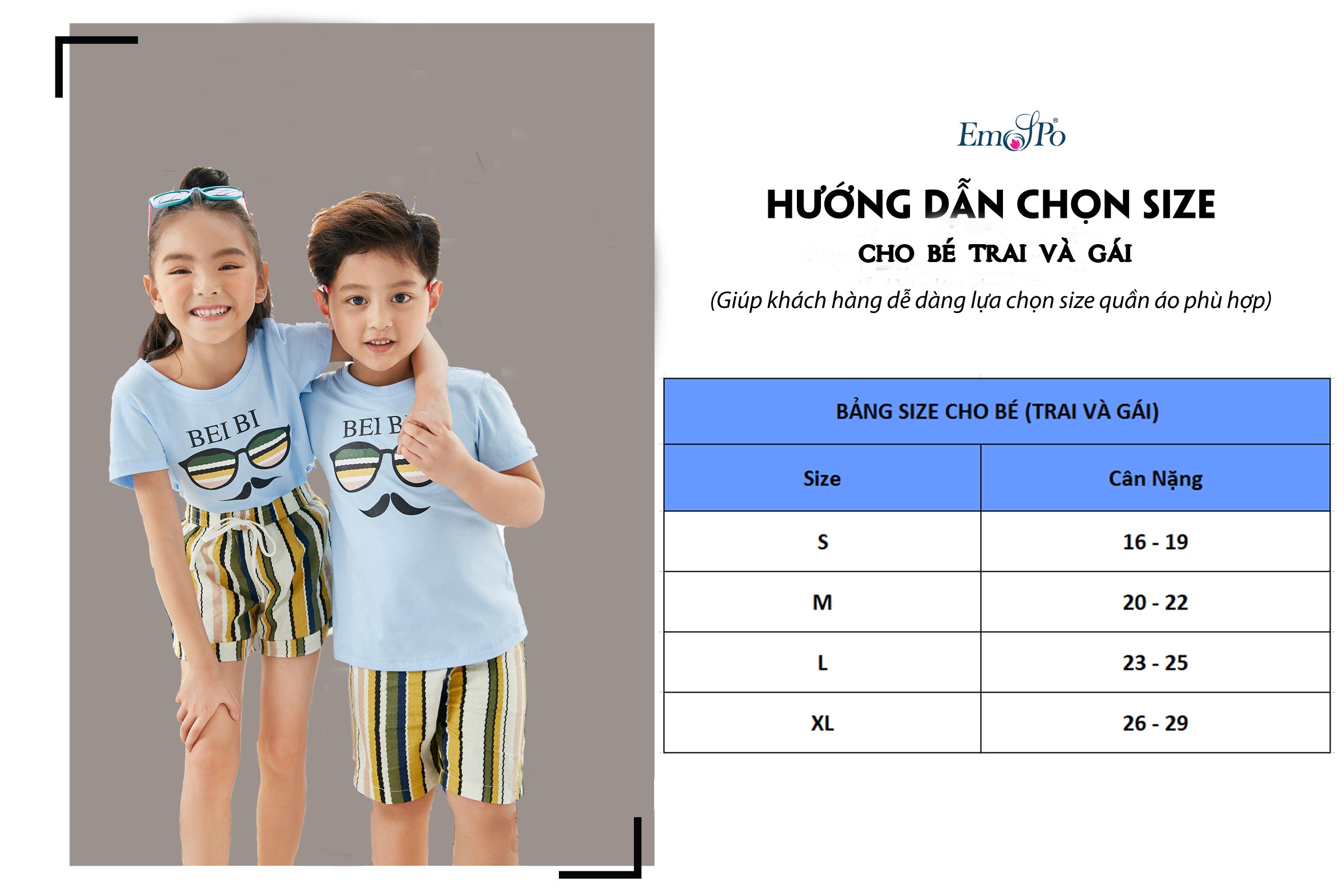 Bảng size trẻ em EMSPO