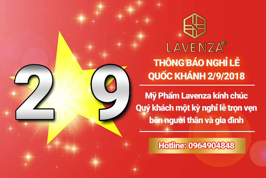 Mỹ phẩm Lavenza thông báo nghỉ lễ Quốc khánh 2.9 Năm 2018