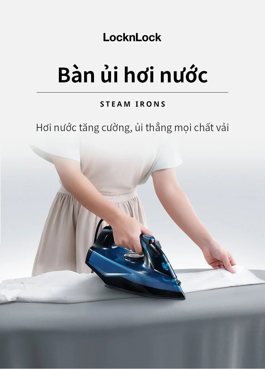 Bàn ủi | bàn là hơi nước LocknLock ENI362BLU công suất 2400w