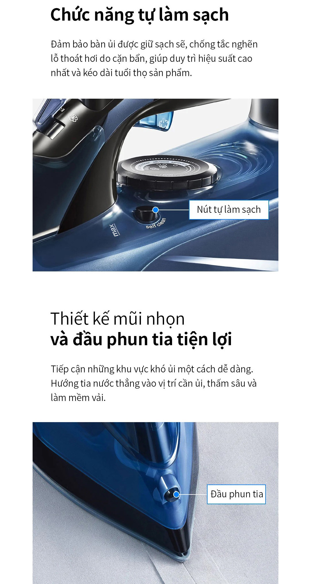 Bàn ủi | bàn là hơi nước LocknLock ENI362BLU công suất 2400w