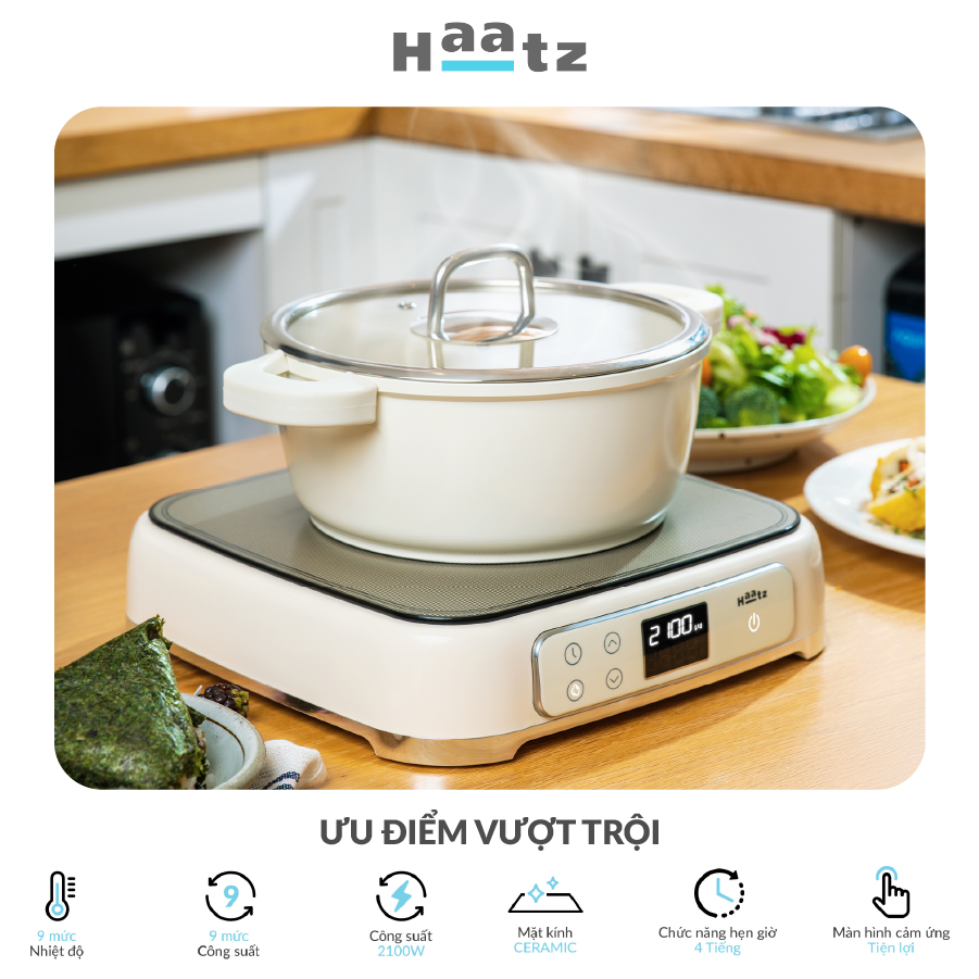 Bếp từ đơn HAATZ công suất 2100W nhỏ gọn thời trang