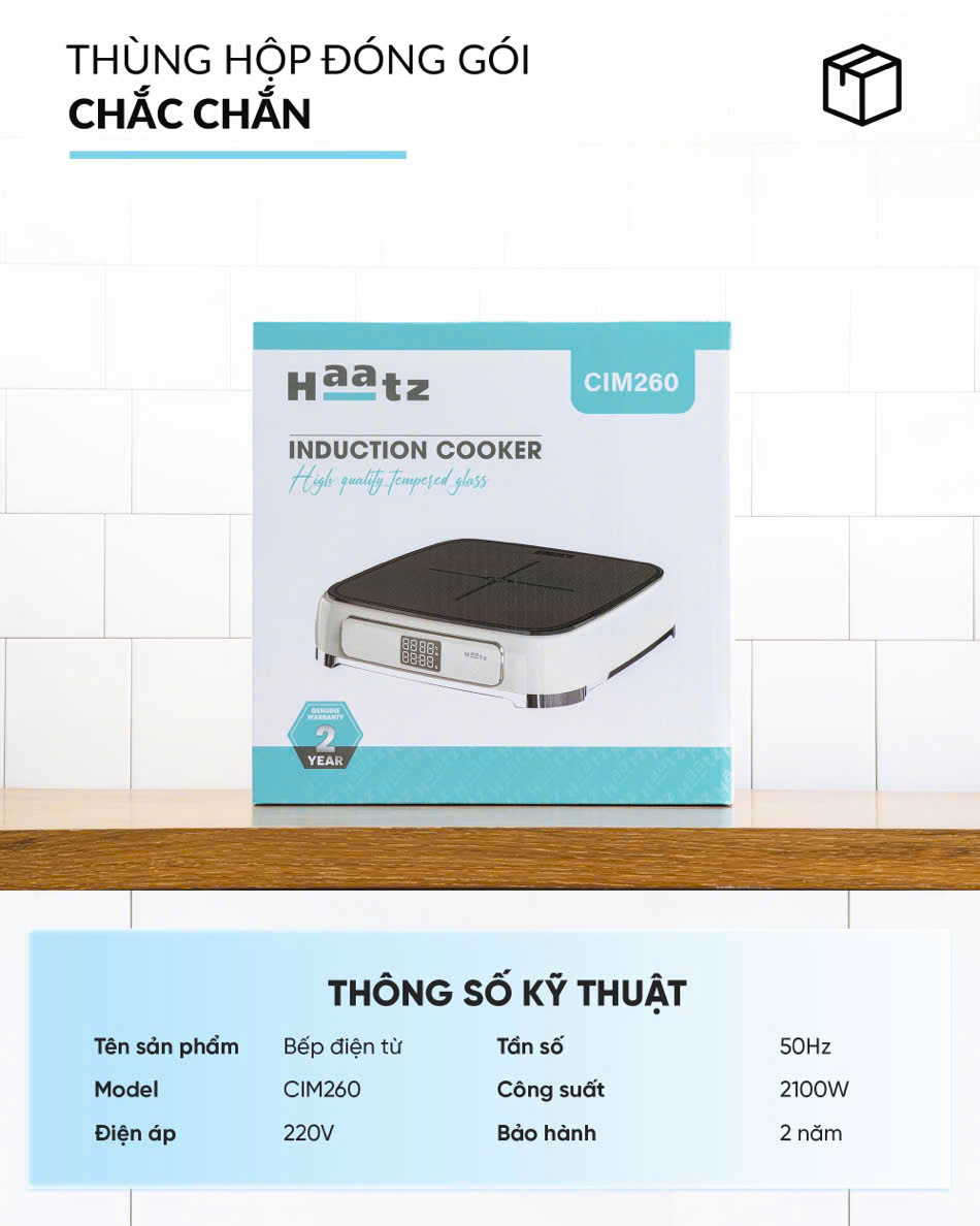 Bếp từ đơn HAATZ công suất 2100W nhỏ gọn thời trang