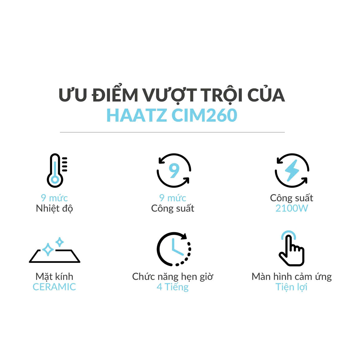 Bếp từ đơn HAATZ công suất 2100W nhỏ gọn thời trang