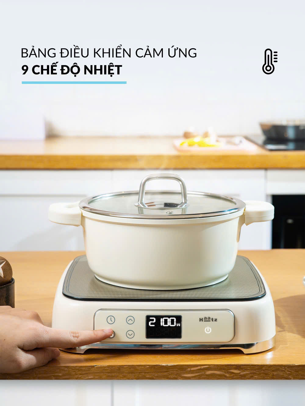 Bếp từ đơn HAATZ công suất 2100W nhỏ gọn thời trang