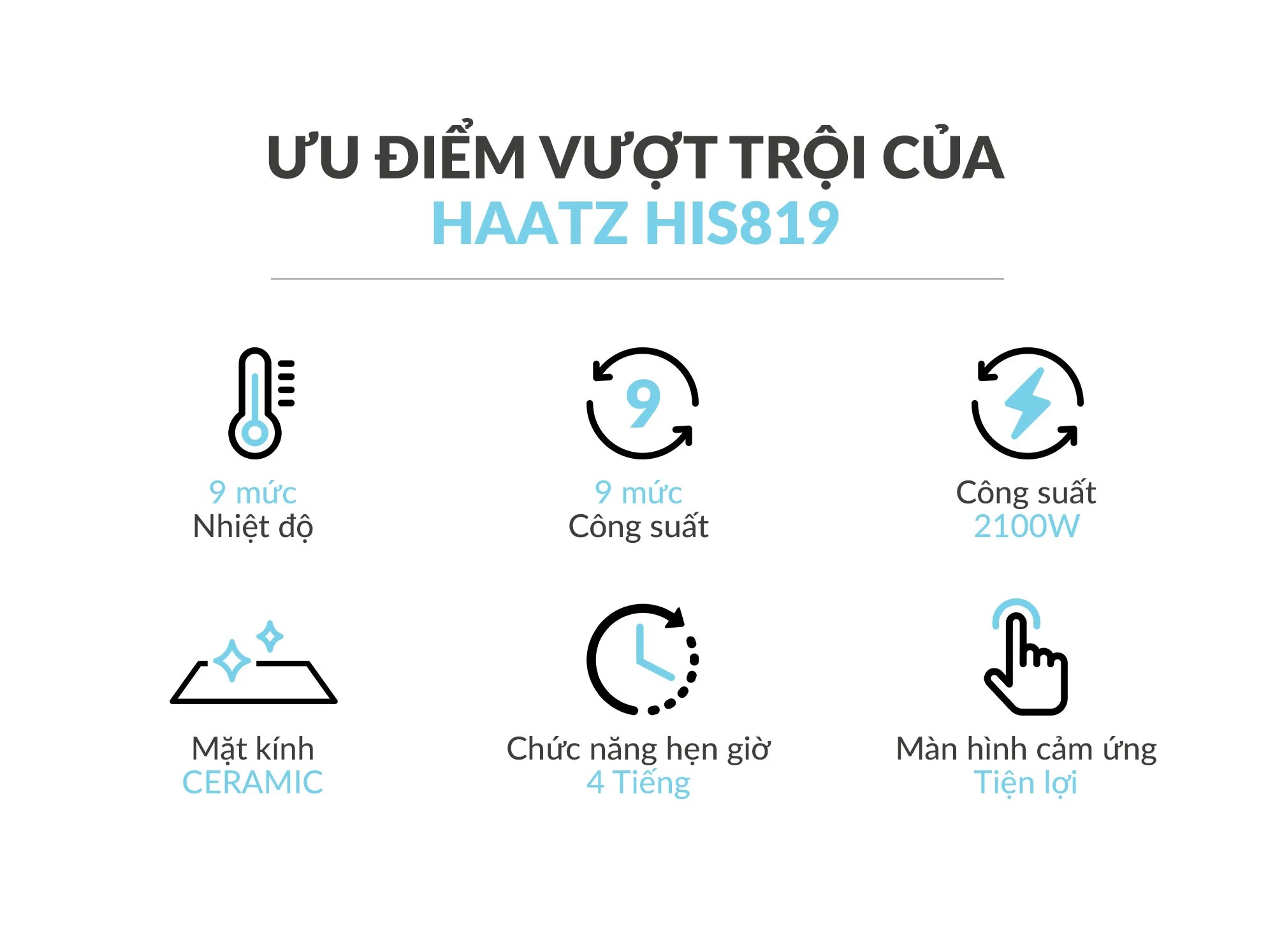Bếp từ đơn HAATZ công suất 2100W nhỏ gọn thời trang
