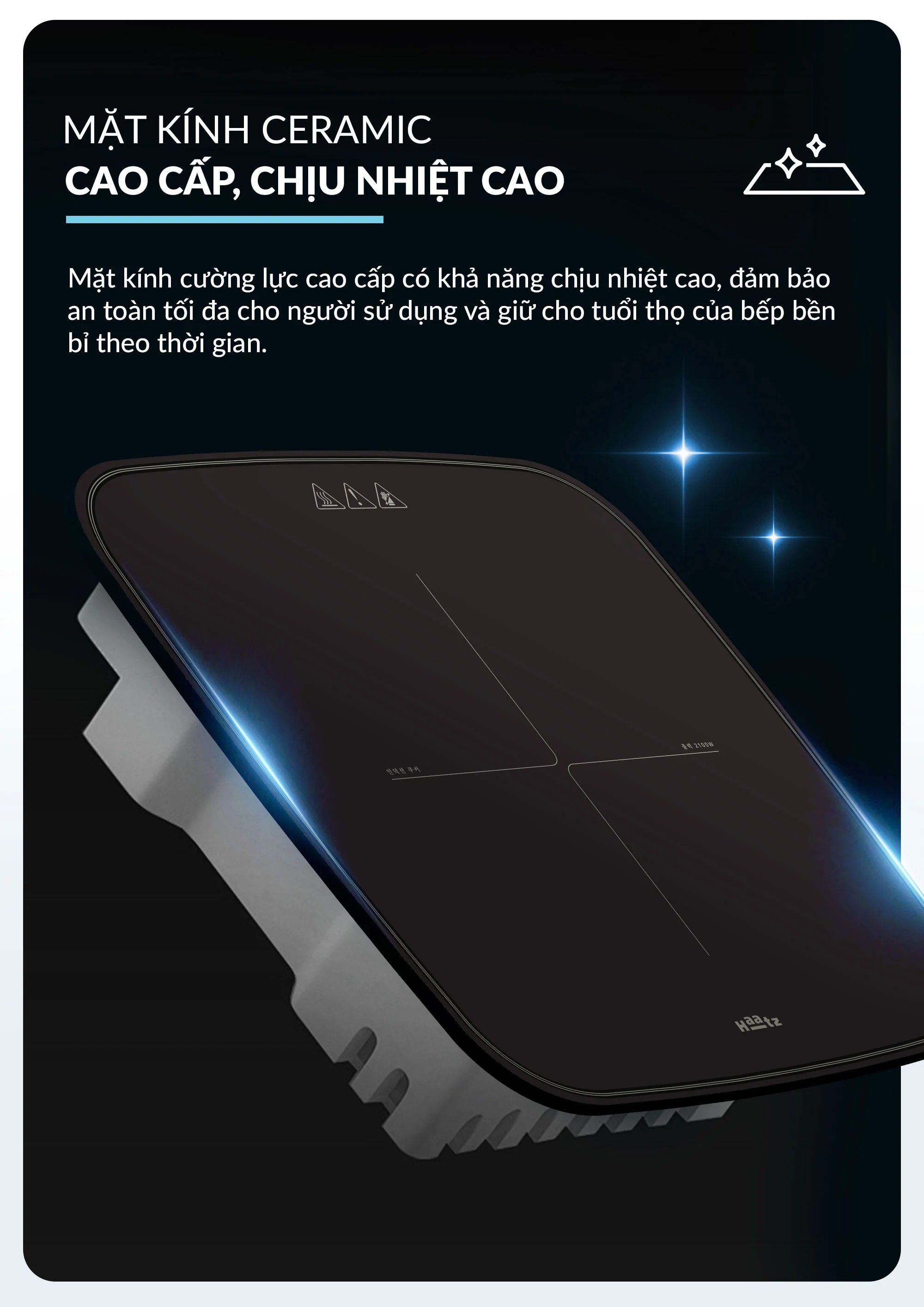 Bếp từ đơn HAATZ công suất 2100W nhỏ gọn thời trang
