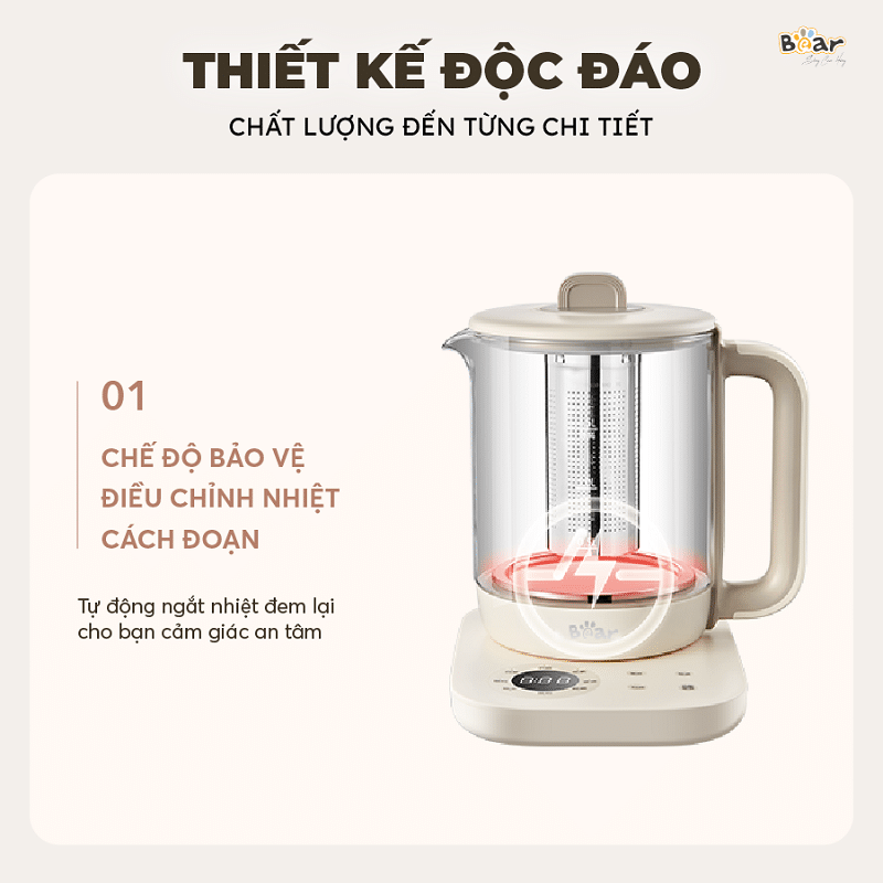 Bình Pha Trà Giữ Nhiệt Bear SB-PT15K