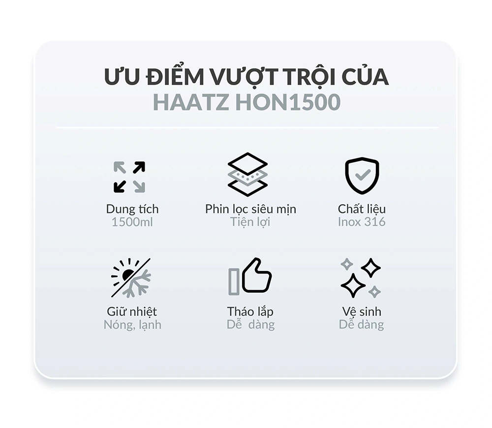 Bình ủ nhiệt pha trà Ongi Haatz inox cao cấp 316 có phin lọc dung tích 1500ml