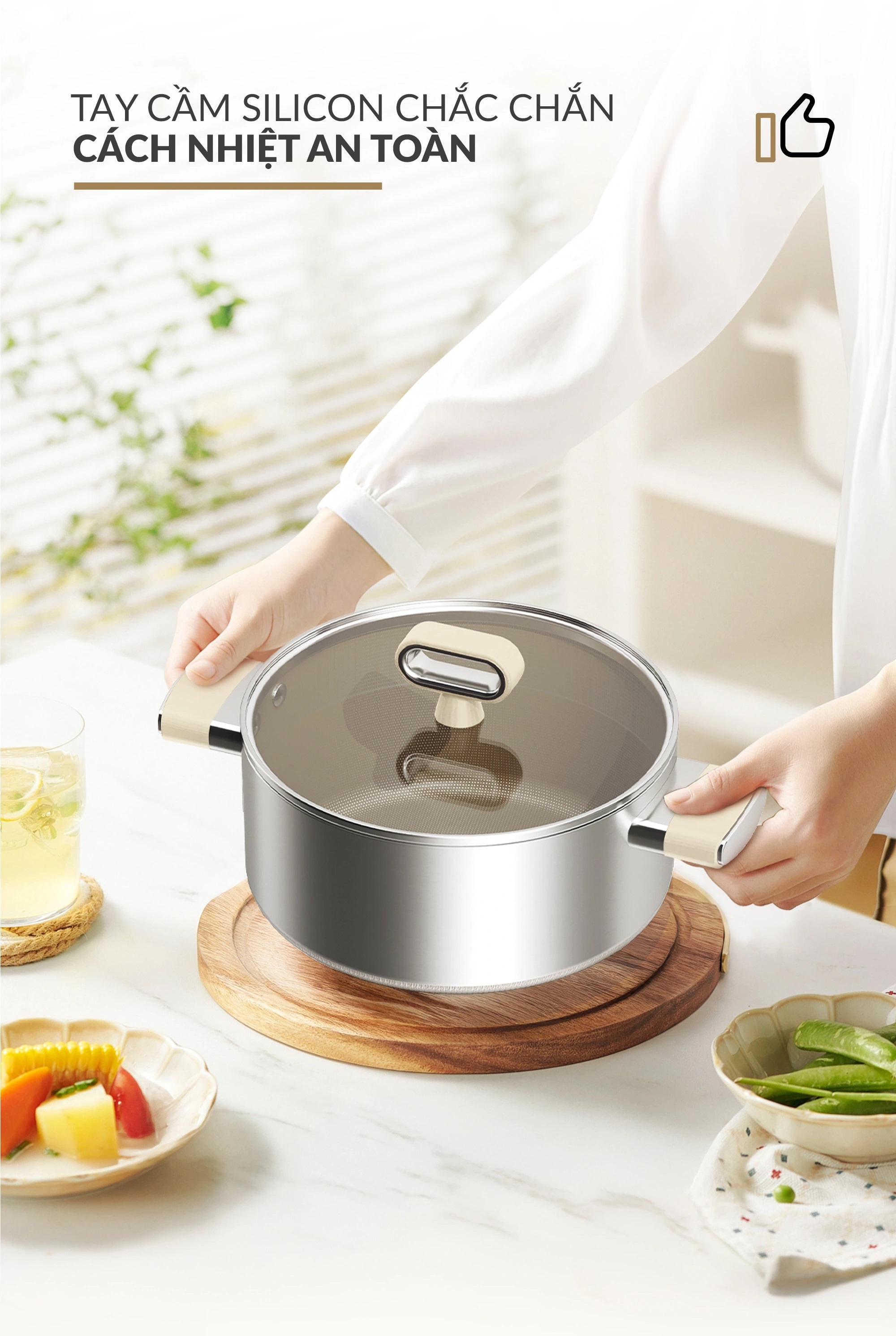 Bộ nồi Titanium Aura Haatz lòng siêu chống dính 7 lớp đáy dày dặn dùng mọi loại bếp (18cm, 20cm, 24cm)