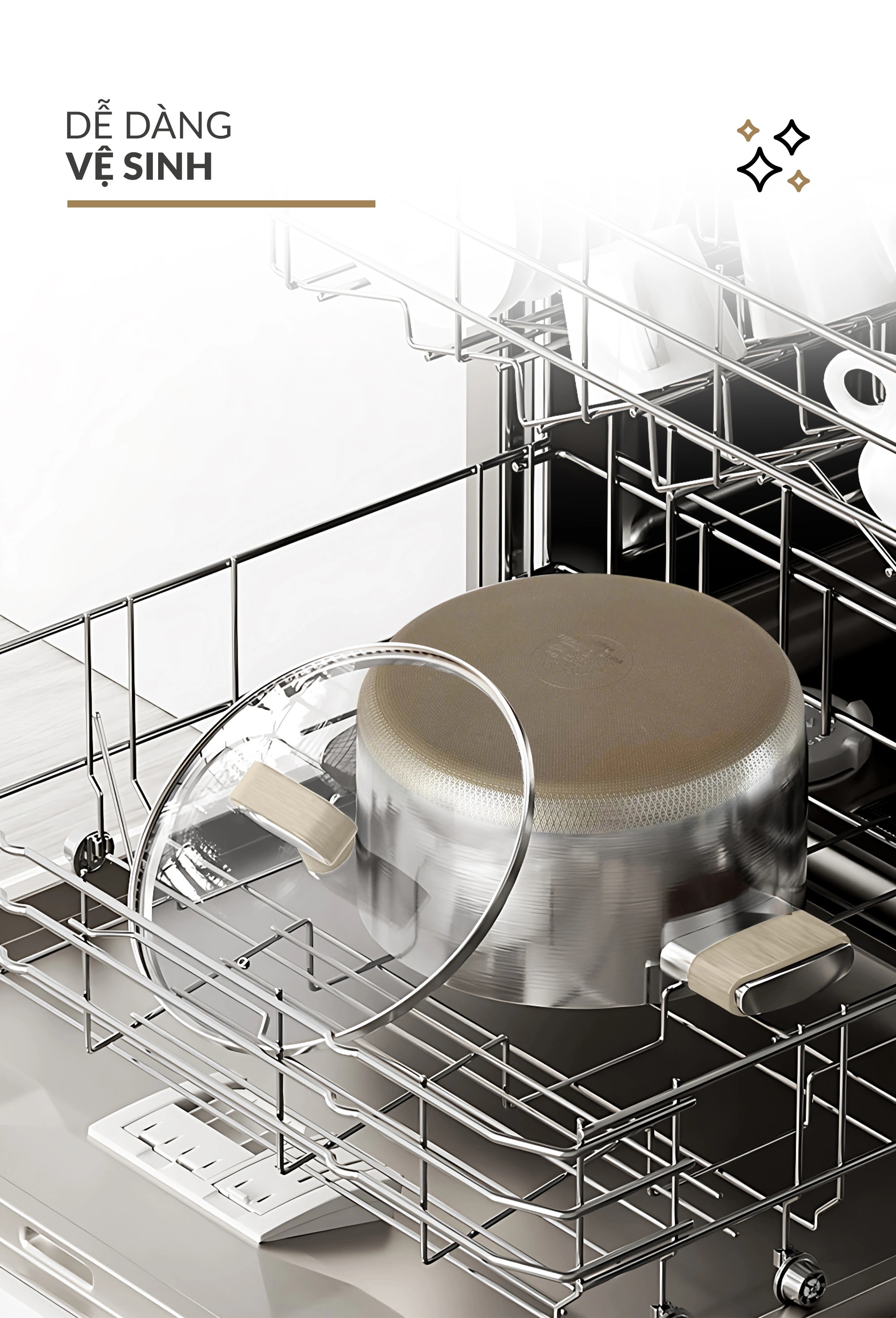 Bộ nồi Titanium Aura Haatz lòng siêu chống dính 7 lớp đáy dày dặn dùng mọi loại bếp (18cm, 20cm, 24cm)