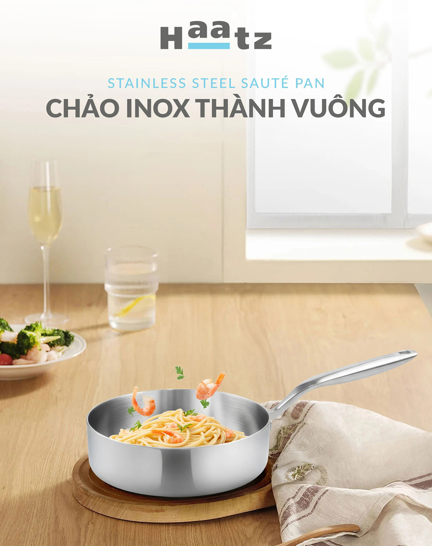 Chảo inox 316 HAATZ đúc liền khối thành đứng