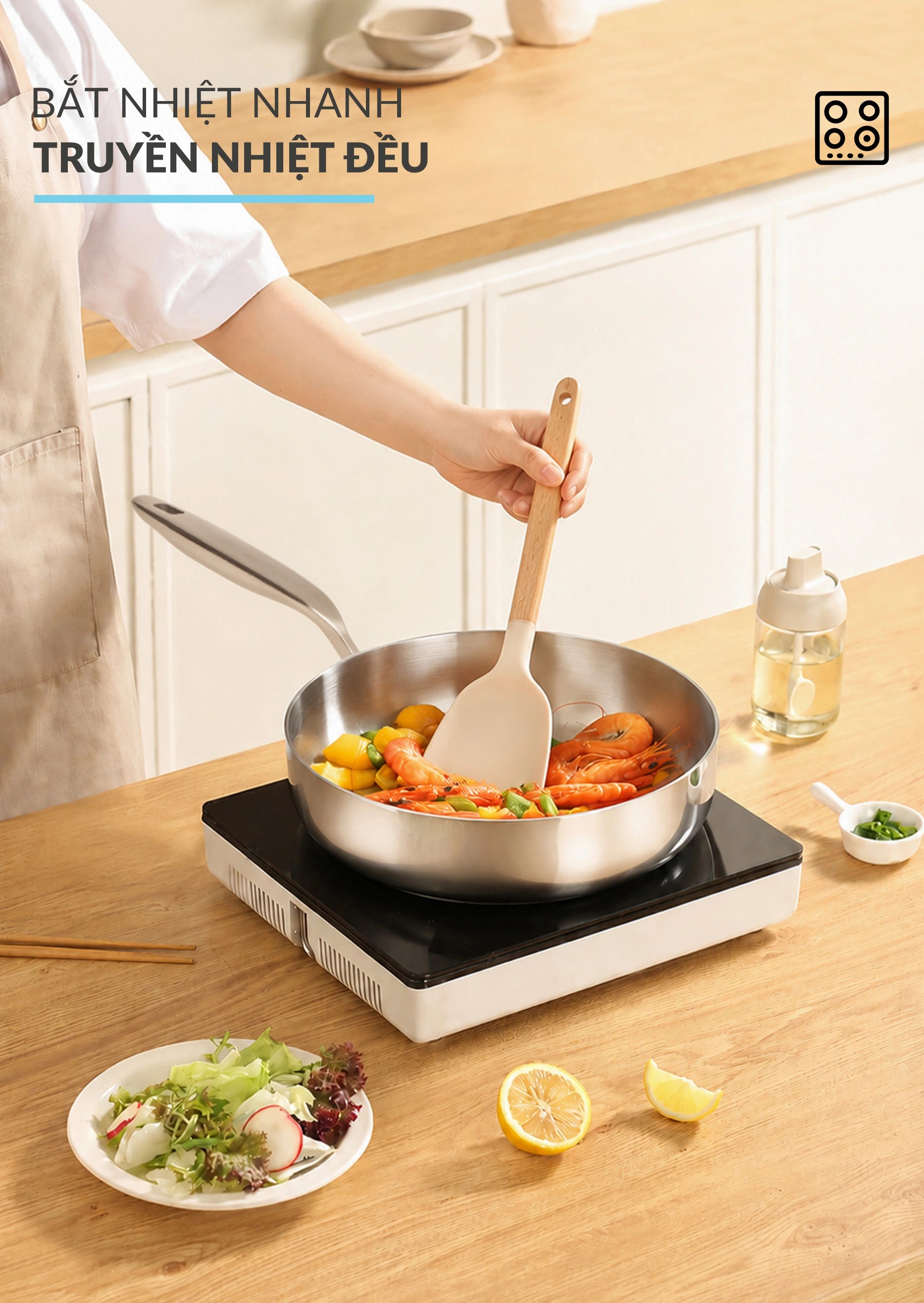 Chảo inox 316 HAATZ đúc liền khối thành đứng