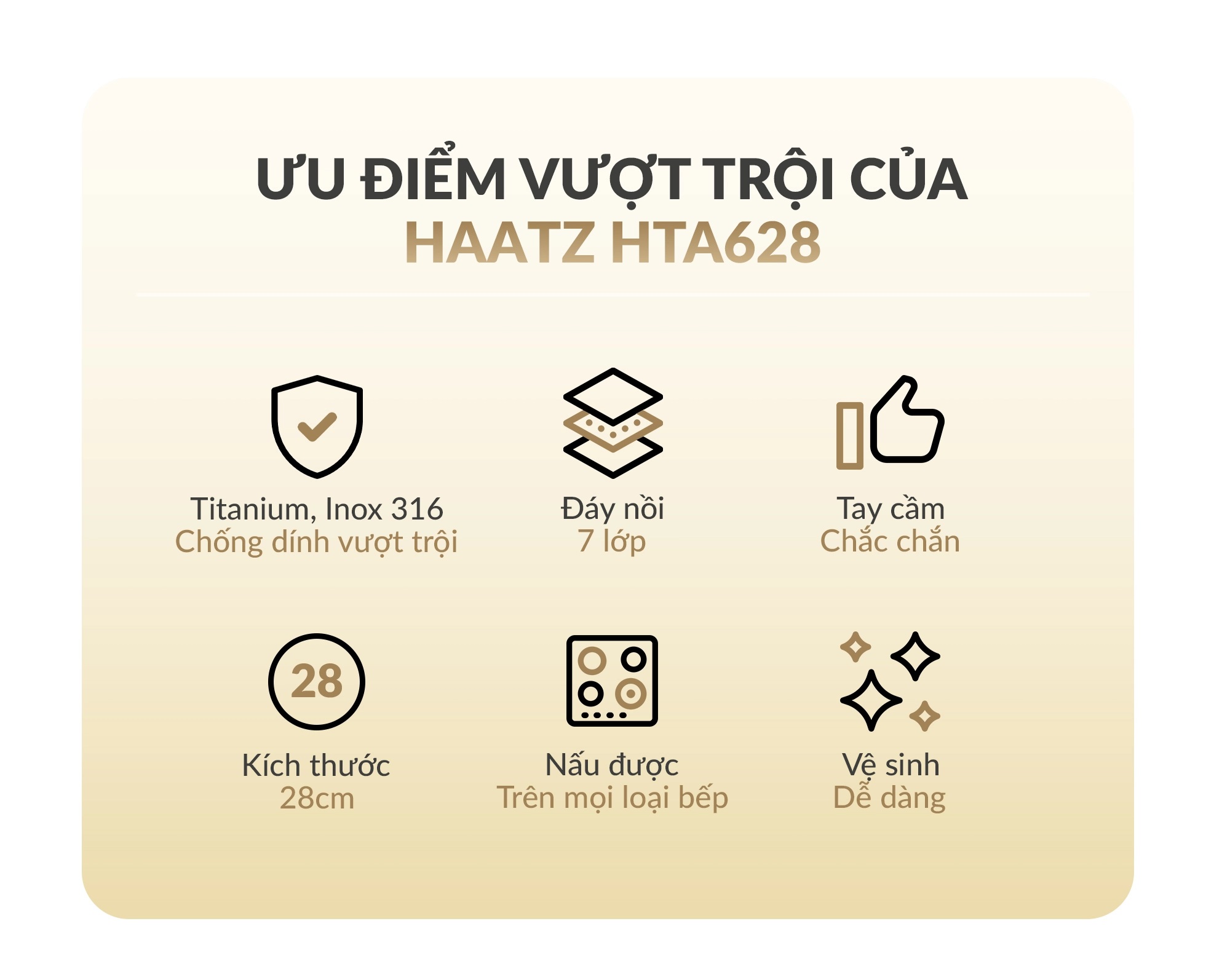 Chảo siêu chống dính Haatz Titanium Aura size 28cm cạn lòng