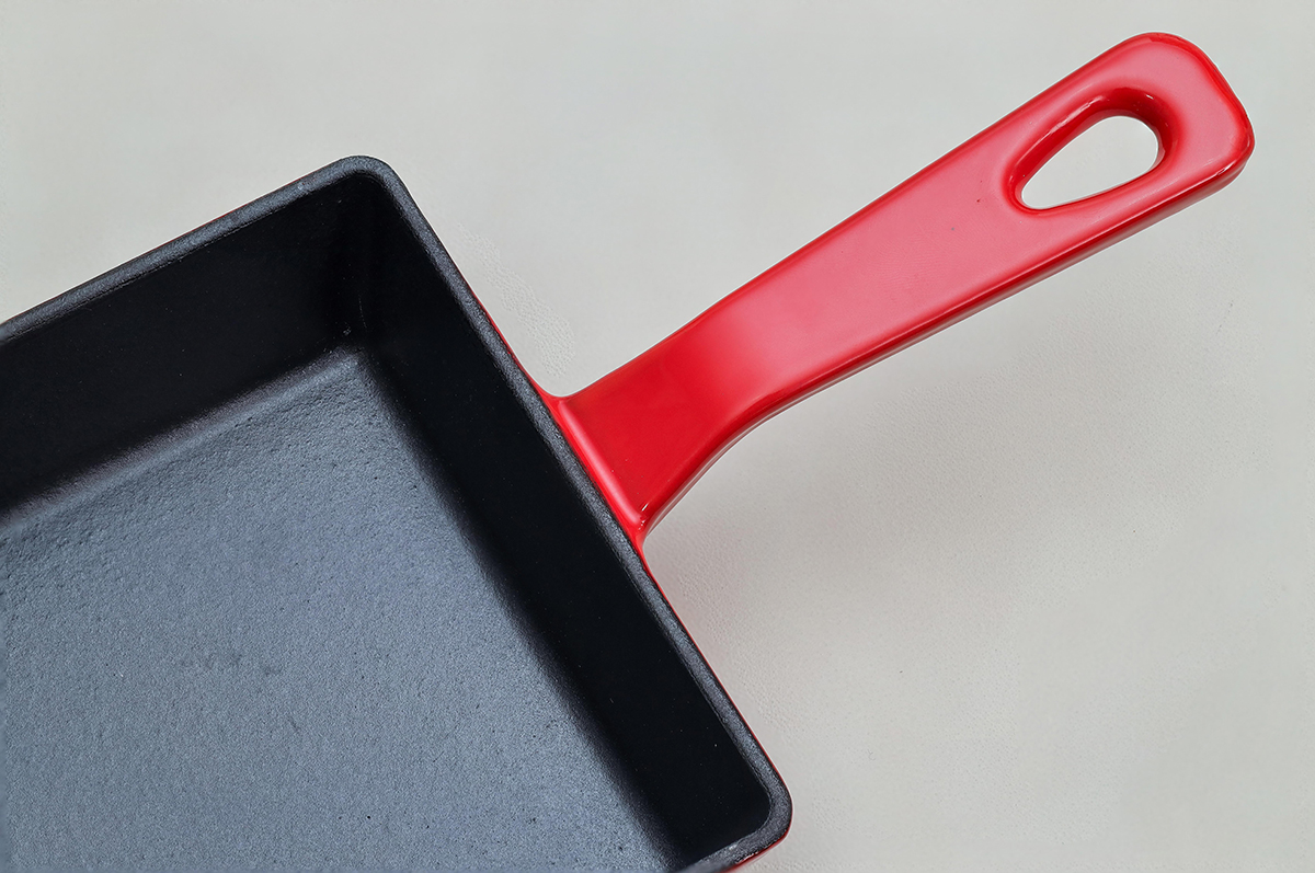 Chảo gang Oceno hình chữ nhật, size 14x18cm, màu đỏ mã OFR-1358