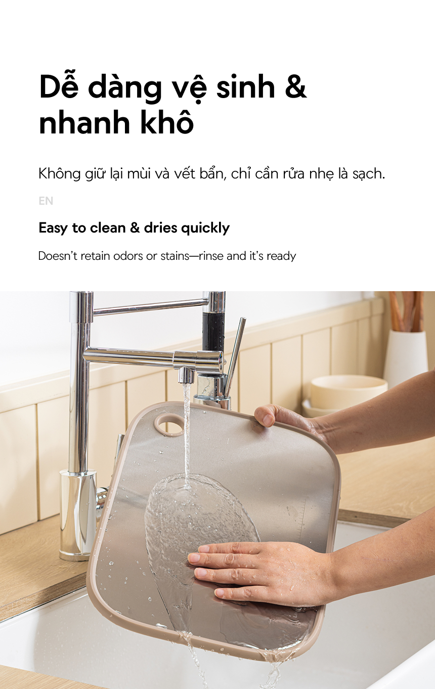 Thớt hai mặt LocknLock inox 304, nhựa PP kháng khuẩn CKD096IVY