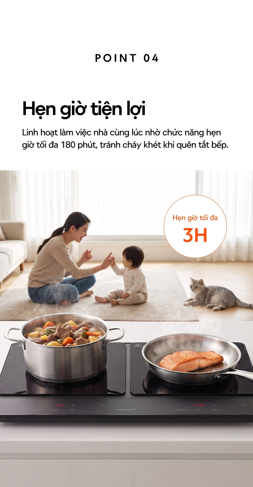 Bếp Điện Từ Đôi Locknlock Dual Induction Cooktop EJI347BLK