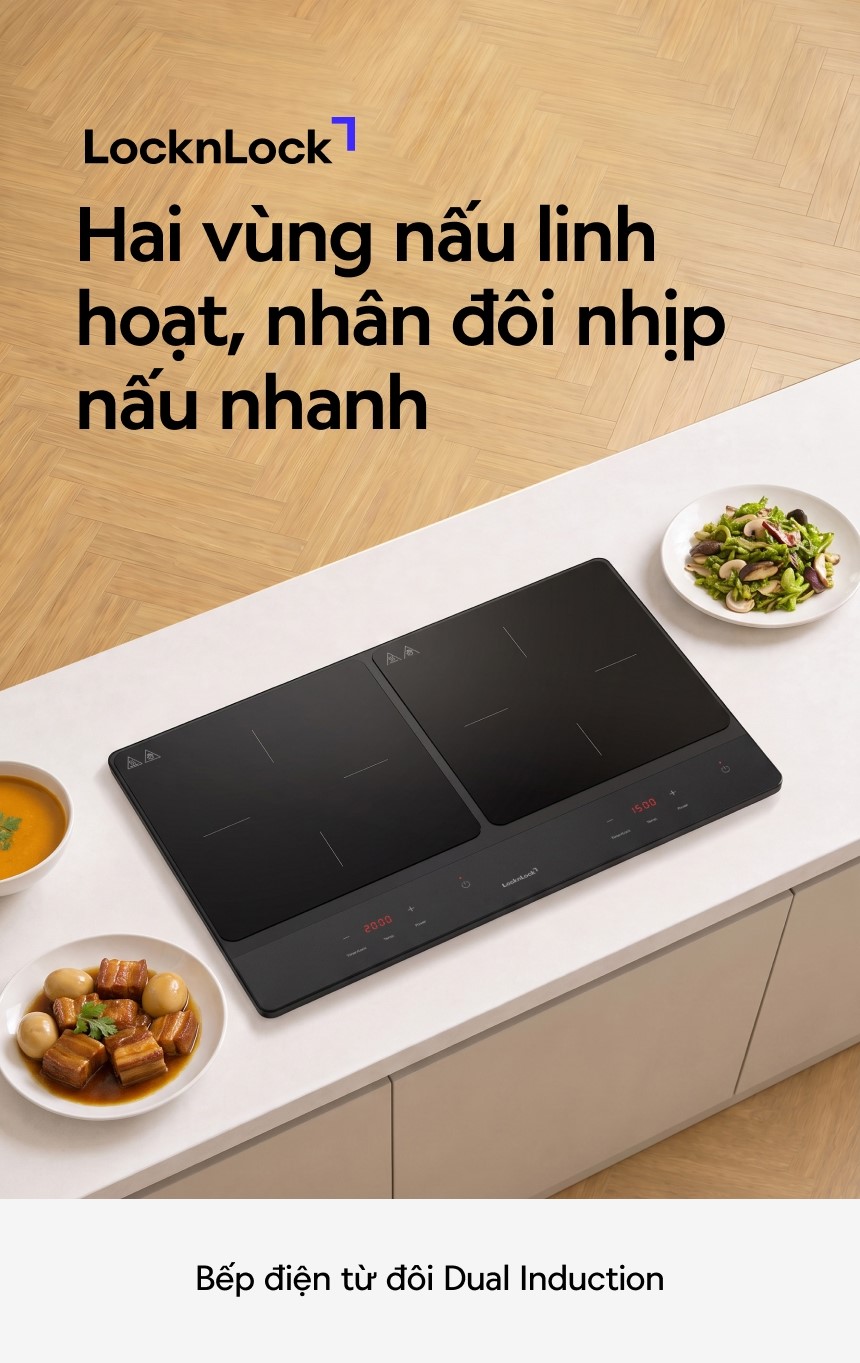 Bếp Điện Từ Đôi Locknlock Dual Induction Cooktop EJI347BLK