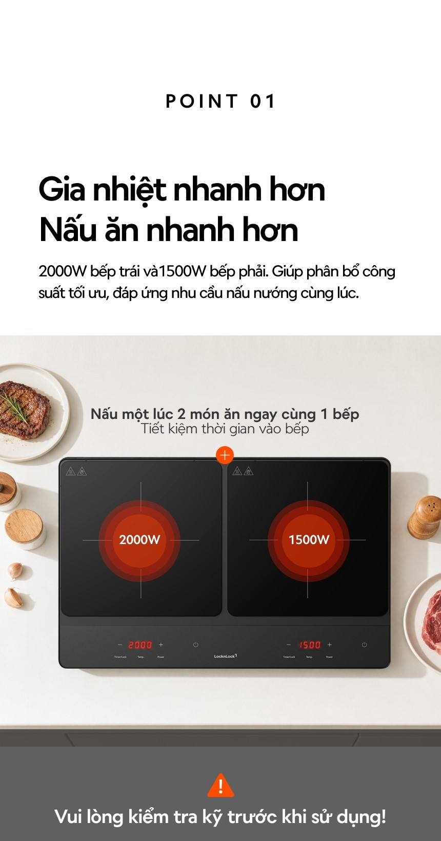 Bếp Điện Từ Đôi Locknlock Dual Induction Cooktop EJI347BLK