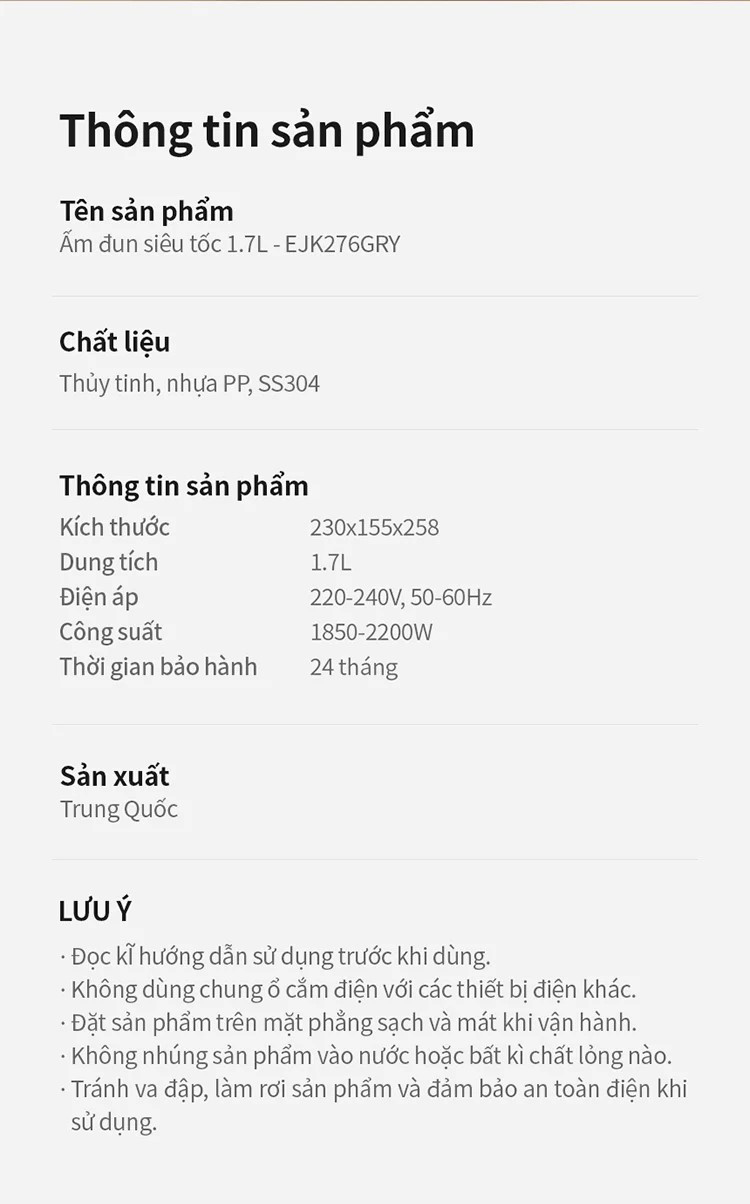 Ấm siêu tốc LocknLock thủy tinh Borosilicate EJK276GRY