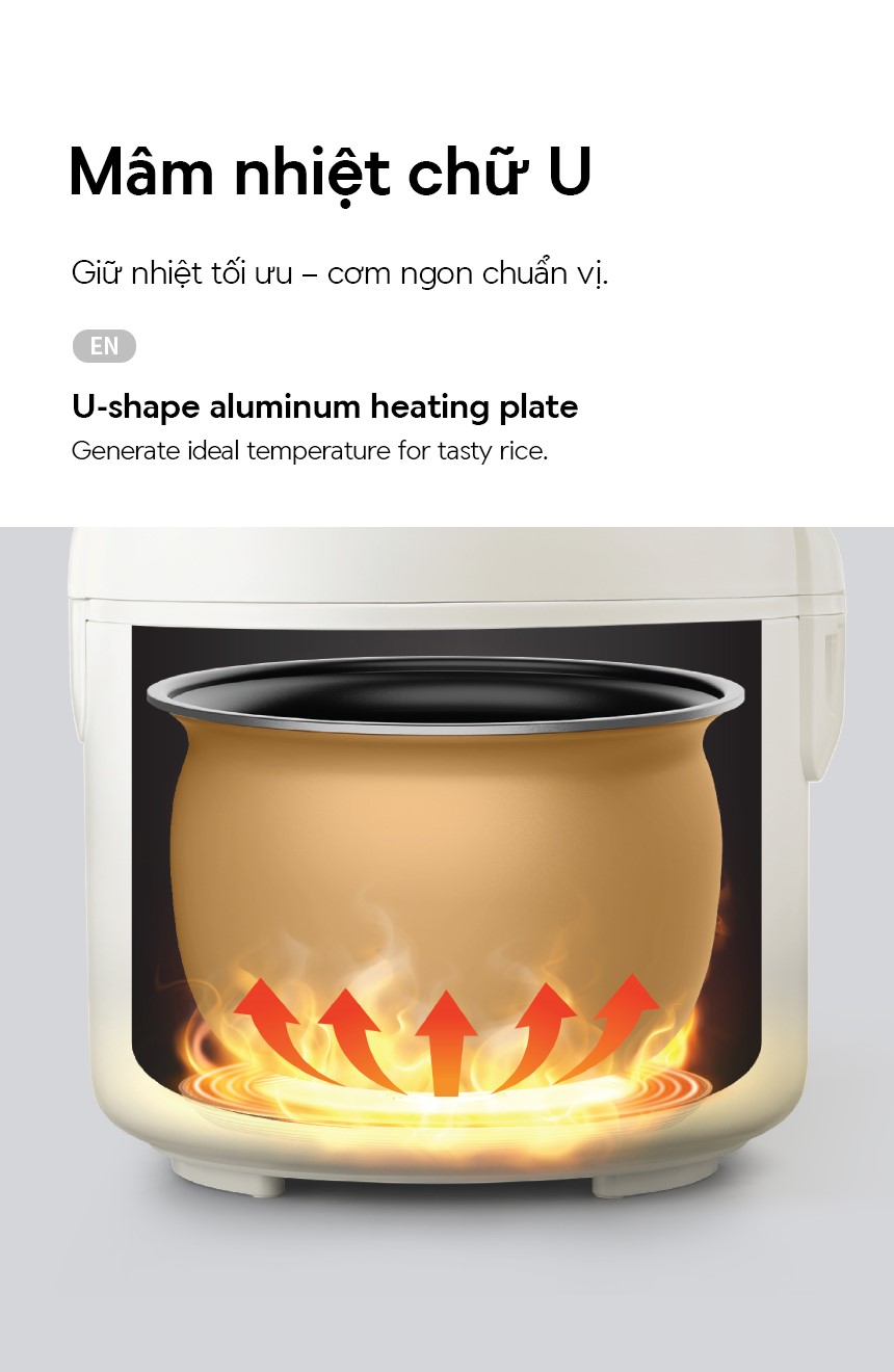 Nồi cơm điện LocknLock 700W, 1.8L Màu ngà EJR462IVY