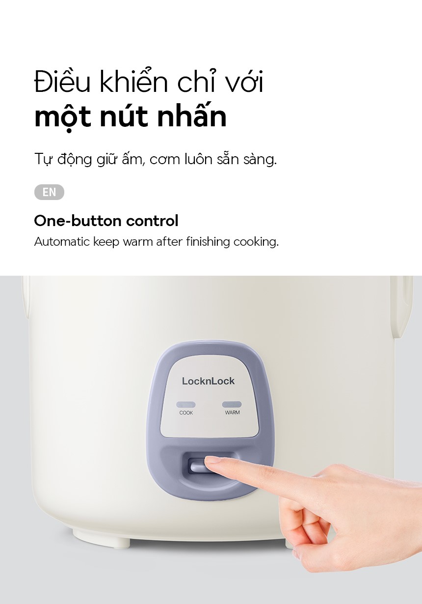 Nồi cơm điện LocknLock 700W, 1.8L Màu ngà EJR462IVY