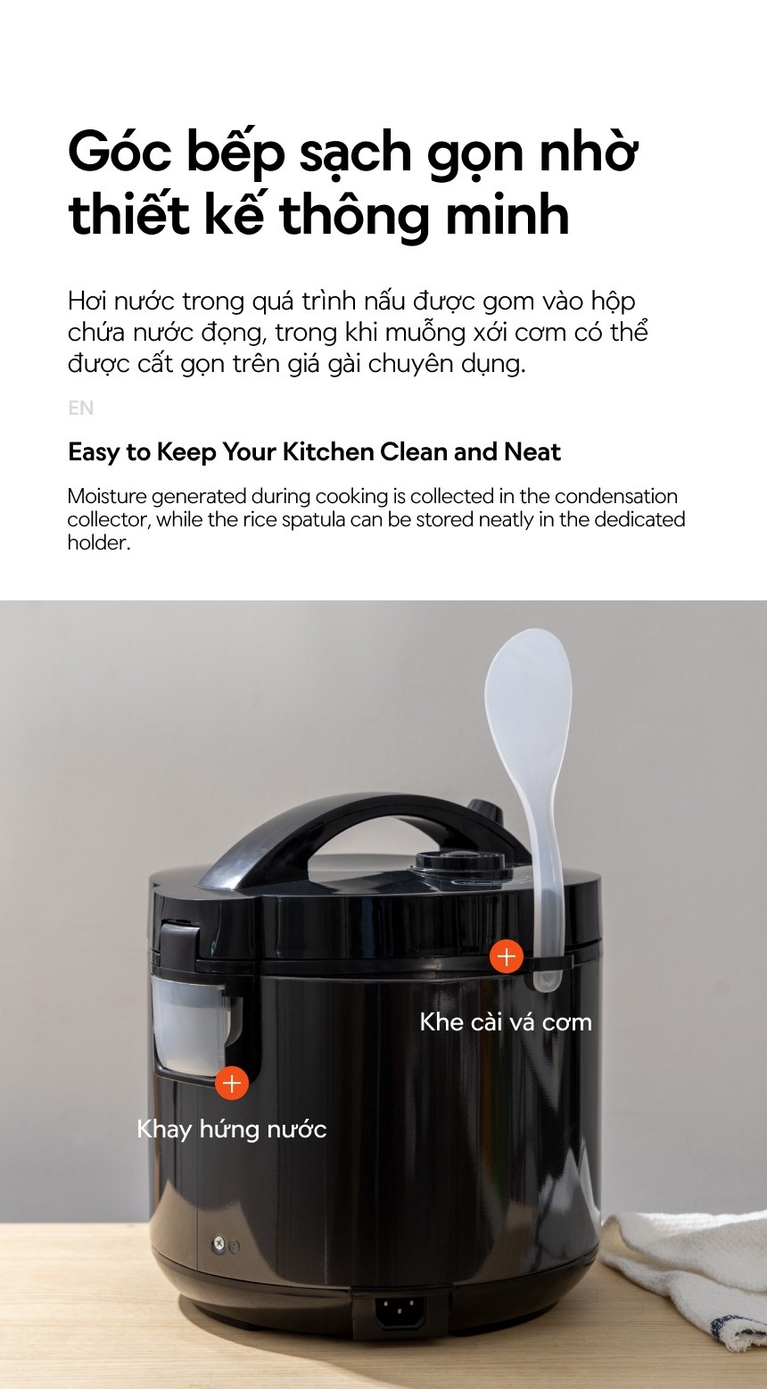 Nồi cơm điện LocknLock Daily Rice Cooker EJR472BLK dung tích 1.8L - Màu đen